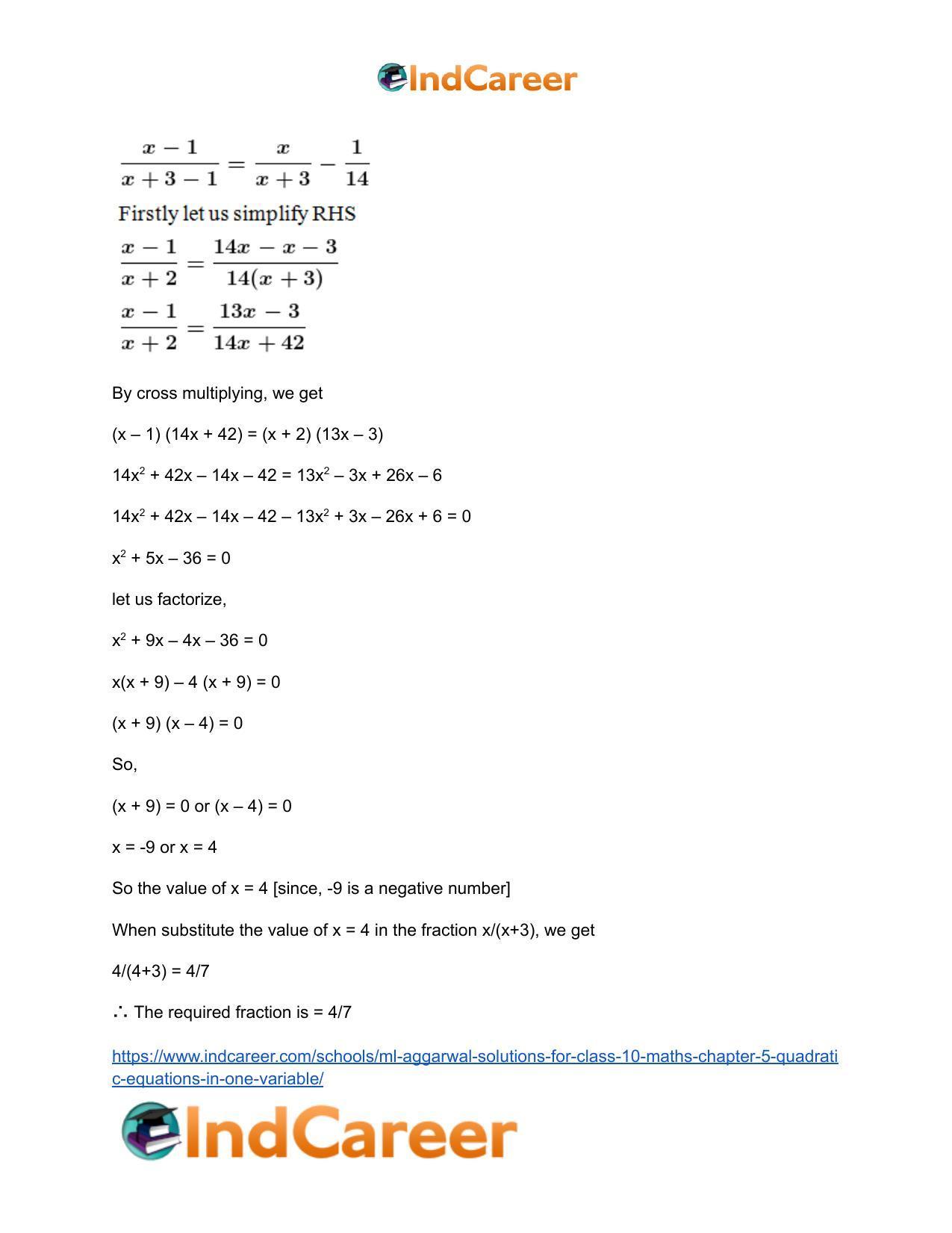 ML Aggarwal Solutions for Class 10 Maths Chapter 5- Quadratic Equations in One Variable - Page 91