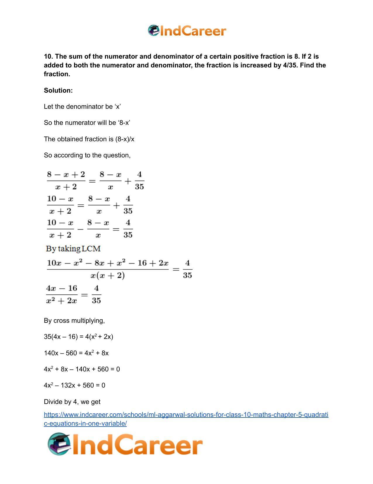 ML Aggarwal Solutions for Class 10 Maths Chapter 5- Quadratic Equations in One Variable - Page 92
