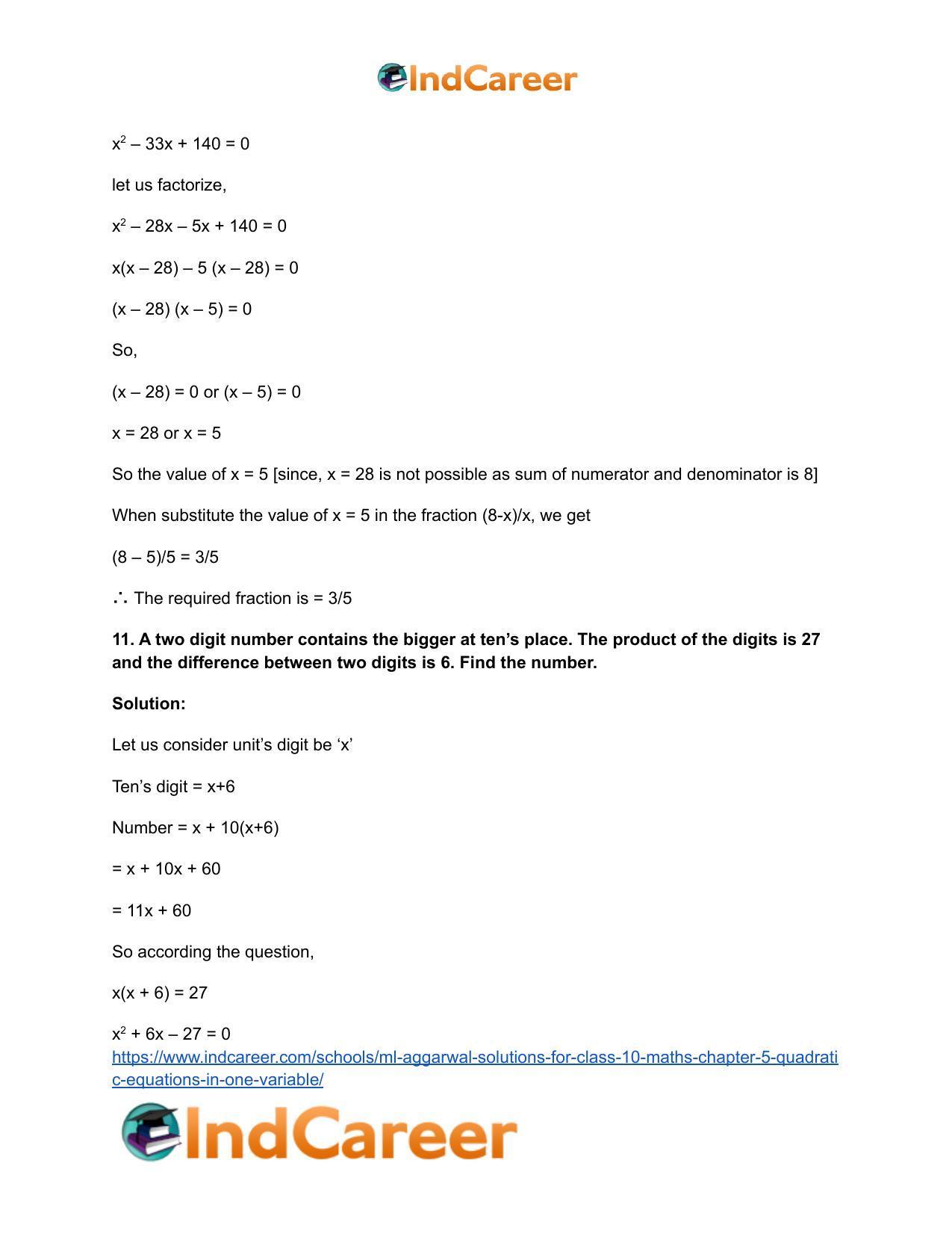 ML Aggarwal Solutions for Class 10 Maths Chapter 5- Quadratic Equations in One Variable - Page 93