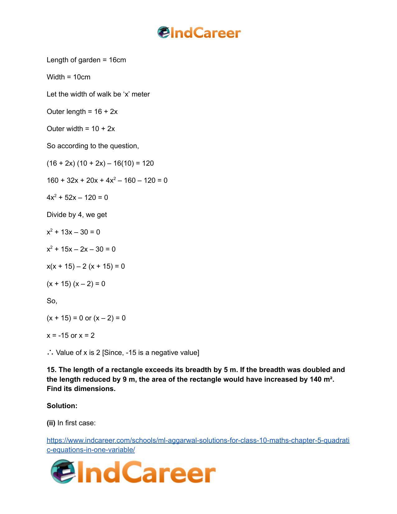 ML Aggarwal Solutions for Class 10 Maths Chapter 5- Quadratic Equations in One Variable - Page 97