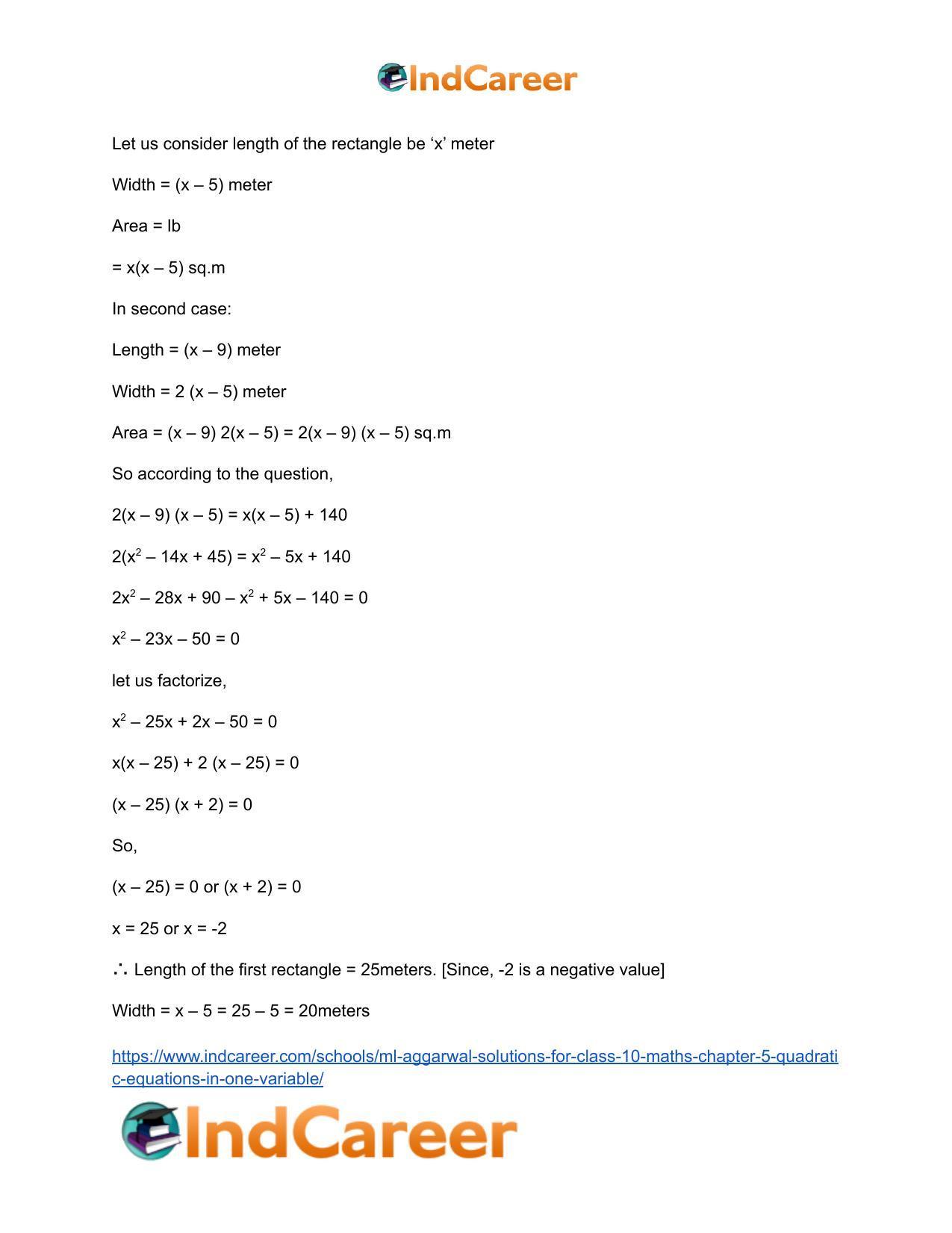ML Aggarwal Solutions for Class 10 Maths Chapter 5- Quadratic Equations in One Variable - Page 98