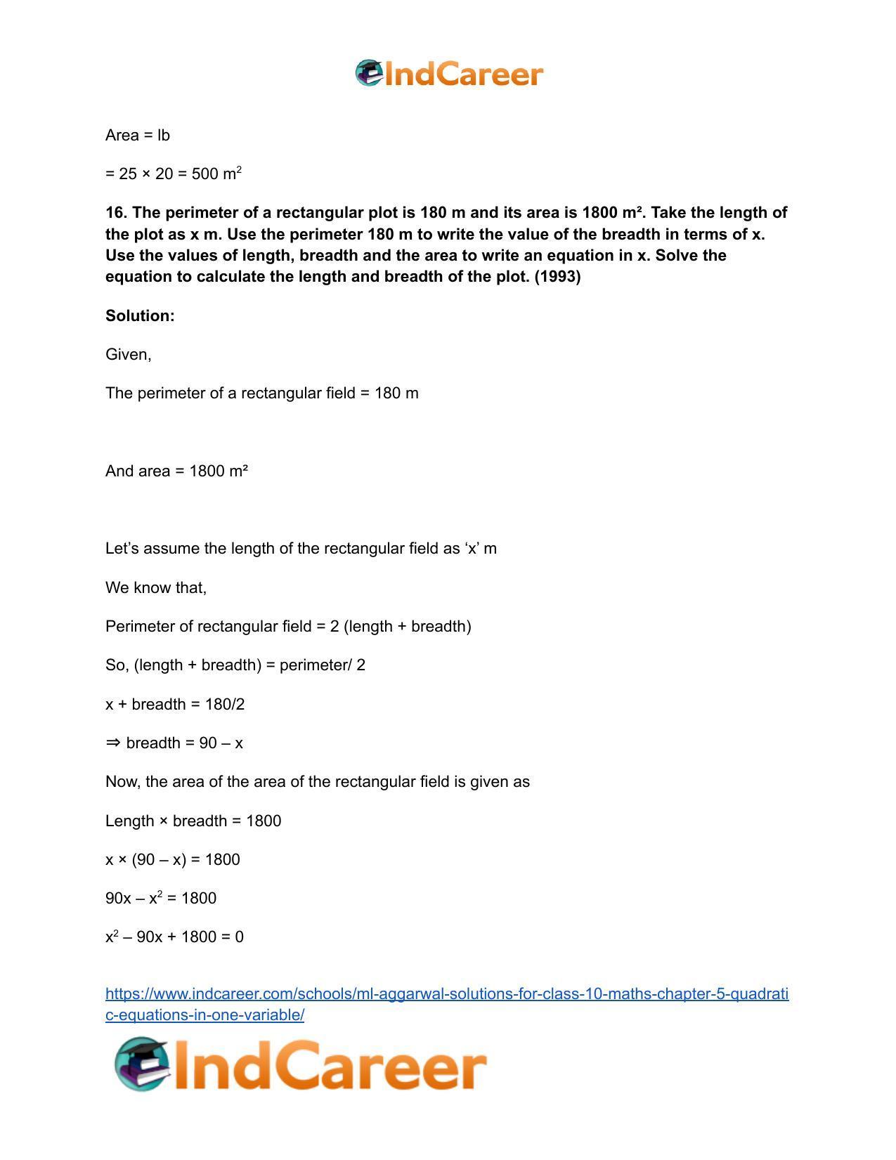ML Aggarwal Solutions for Class 10 Maths Chapter 5- Quadratic Equations in One Variable - Page 99