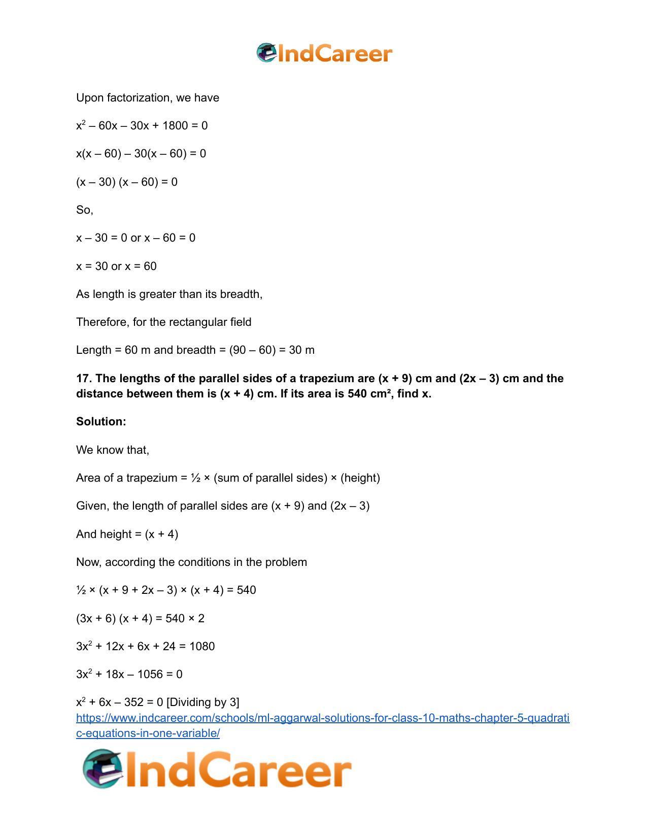 ML Aggarwal Solutions for Class 10 Maths Chapter 5- Quadratic Equations in One Variable - Page 100