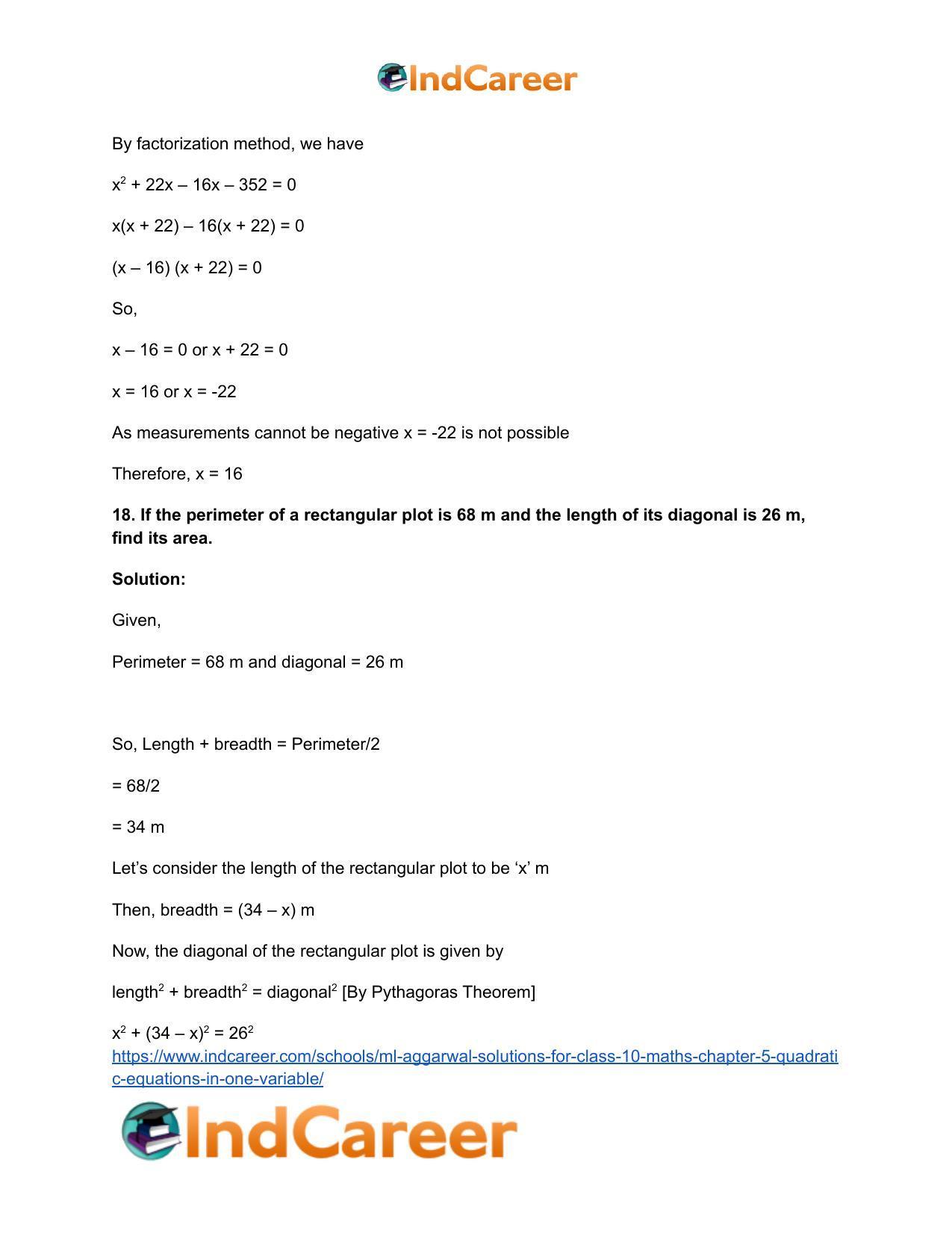 ML Aggarwal Solutions for Class 10 Maths Chapter 5- Quadratic Equations in One Variable - Page 101