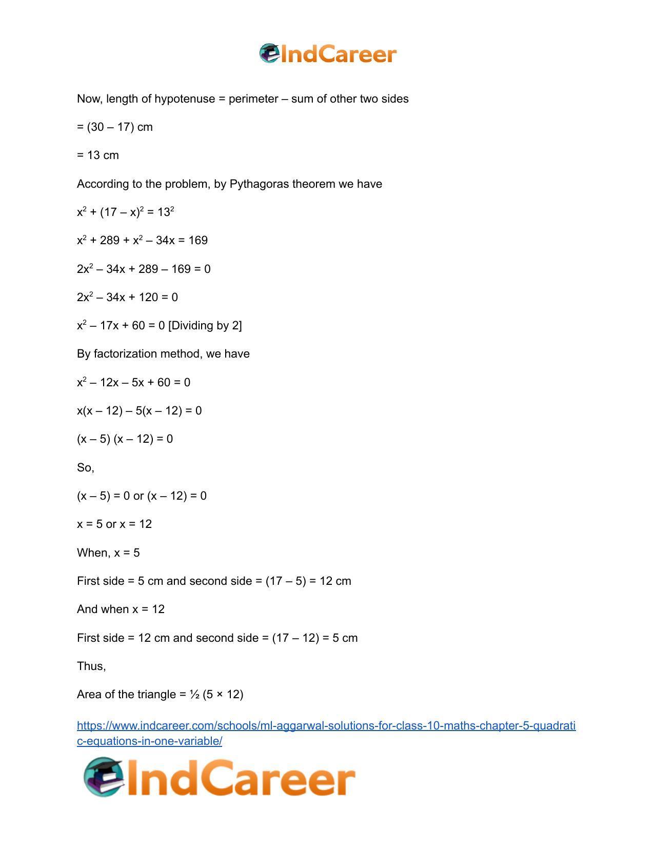 ML Aggarwal Solutions for Class 10 Maths Chapter 5- Quadratic Equations in One Variable - Page 103