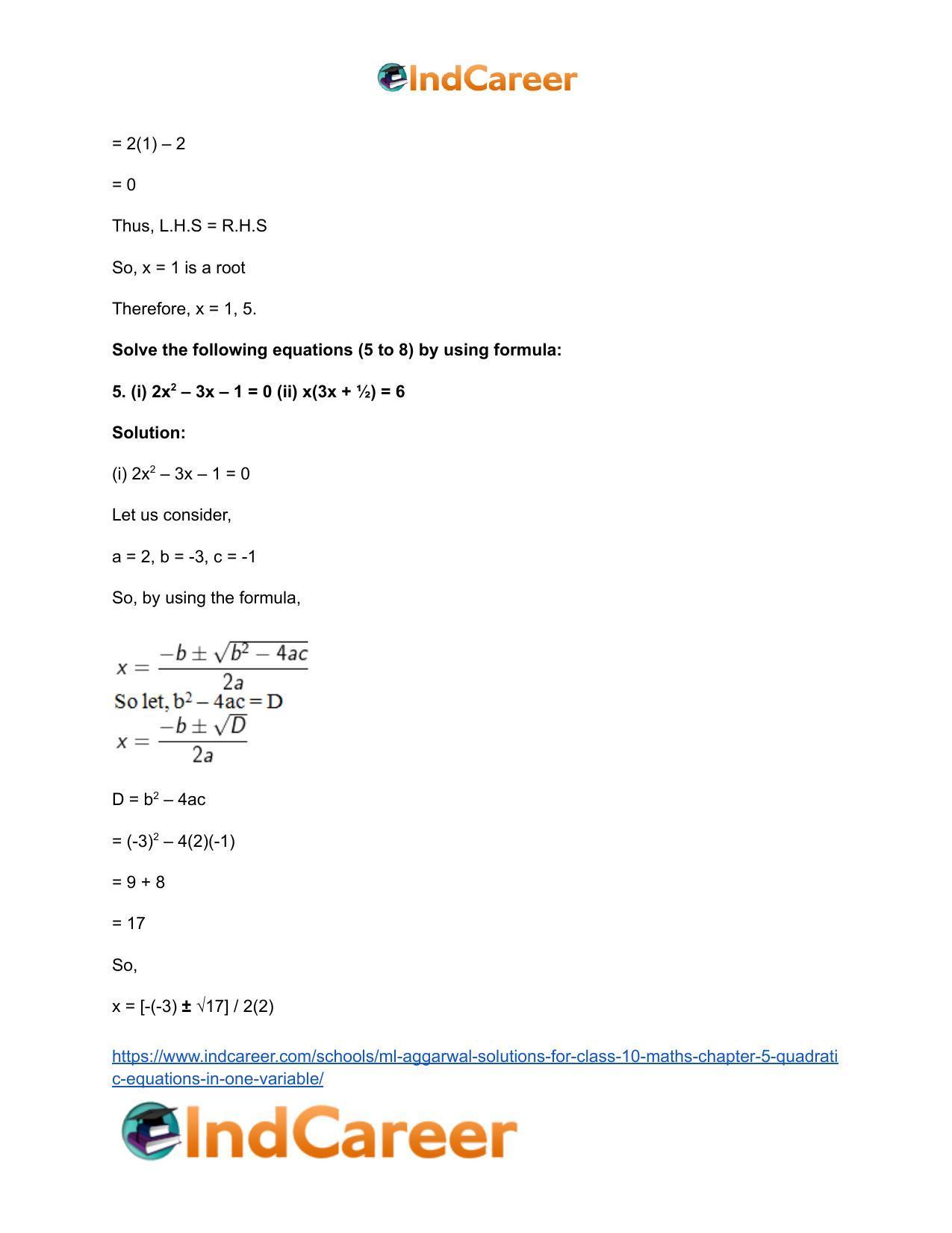 ML Aggarwal Solutions for Class 10 Maths Chapter 5- Quadratic Equations in One Variable - Page 112