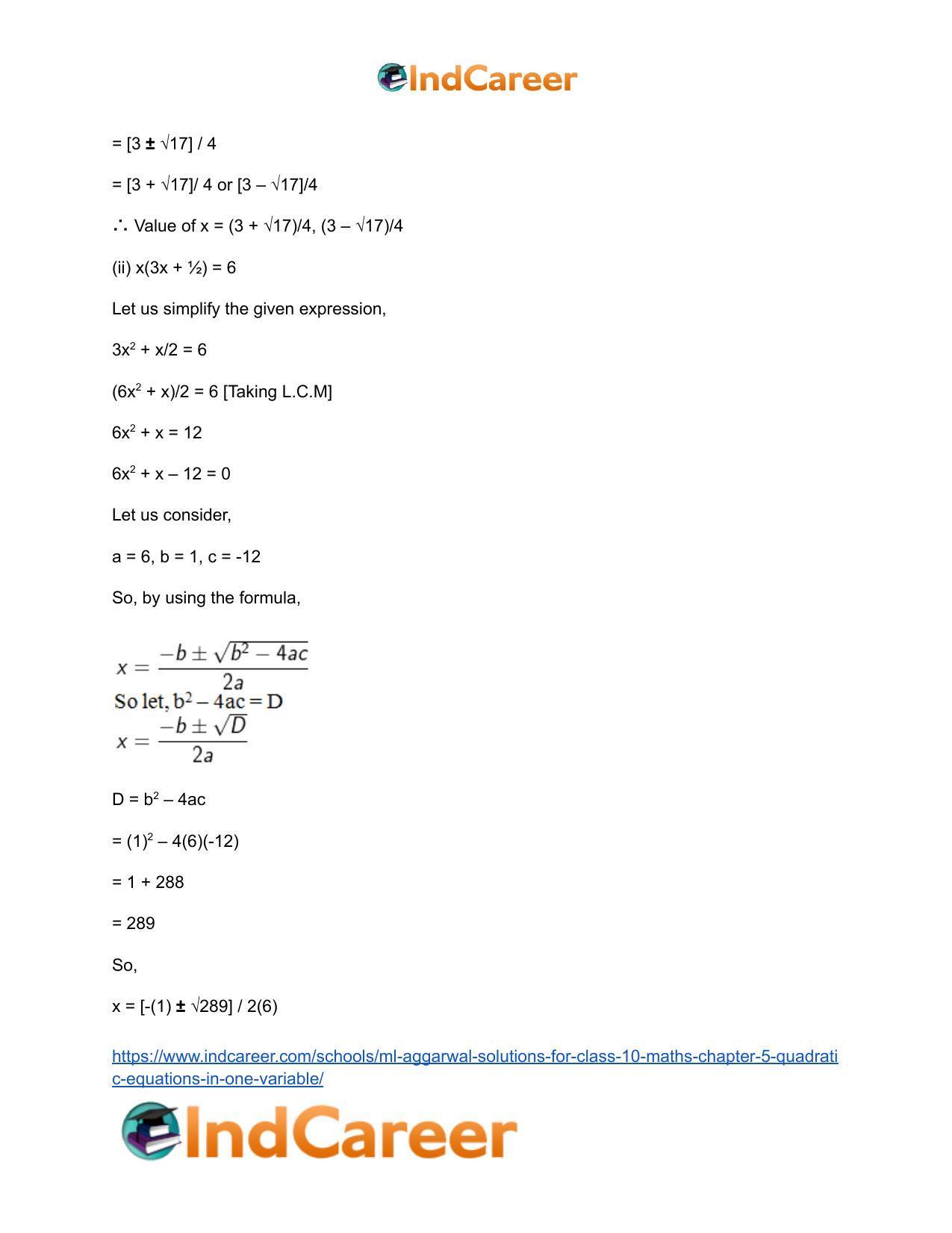 ML Aggarwal Solutions for Class 10 Maths Chapter 5- Quadratic Equations in One Variable - Page 113