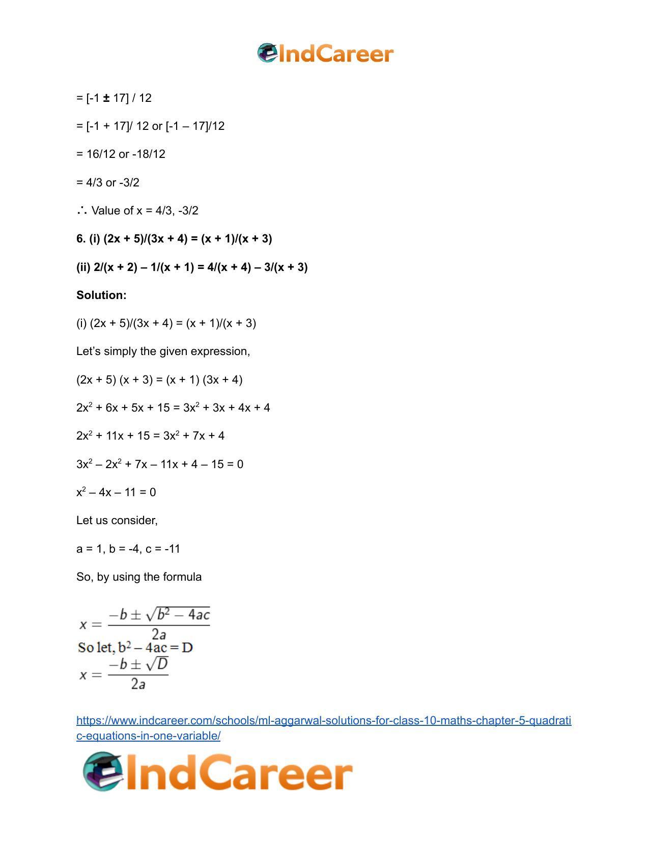 ML Aggarwal Solutions for Class 10 Maths Chapter 5- Quadratic Equations in One Variable - Page 114