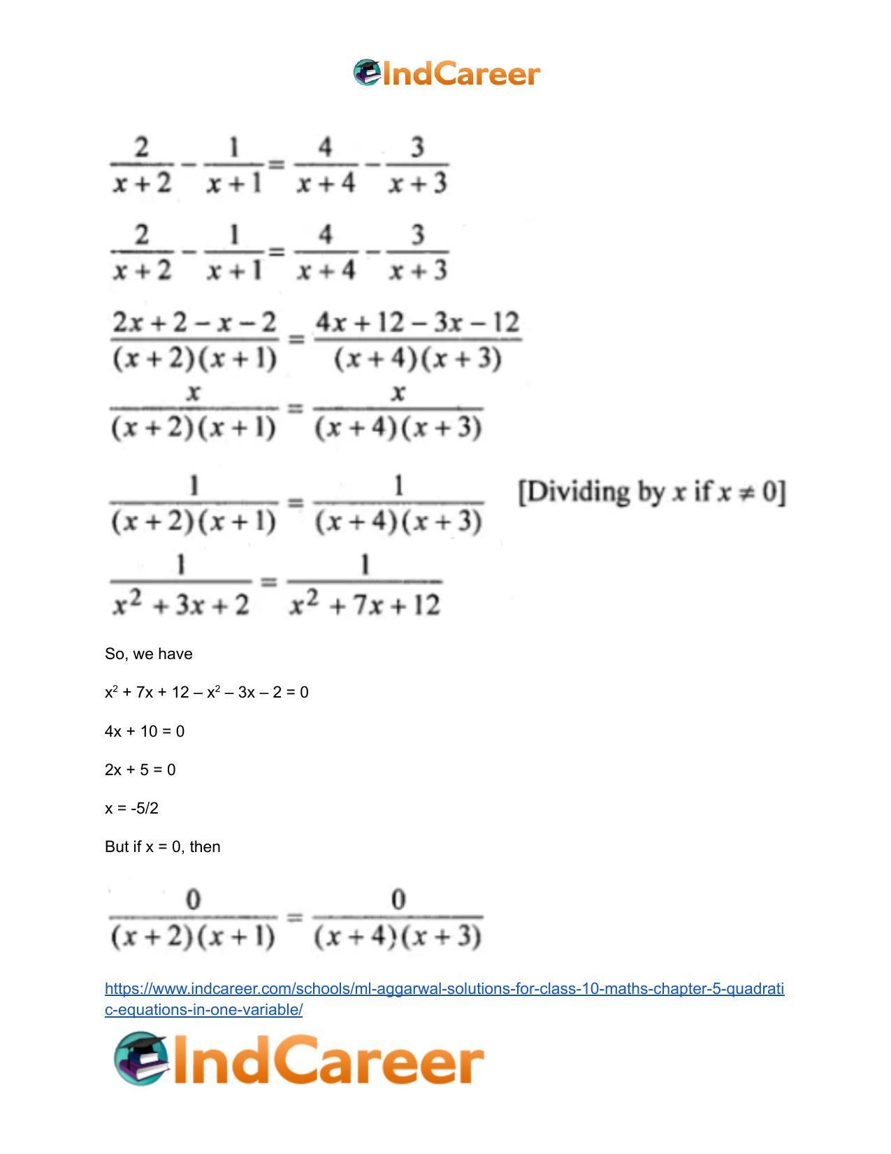 ML Aggarwal Solutions for Class 10 Maths Chapter 5- Quadratic Equations in One Variable - Page 116
