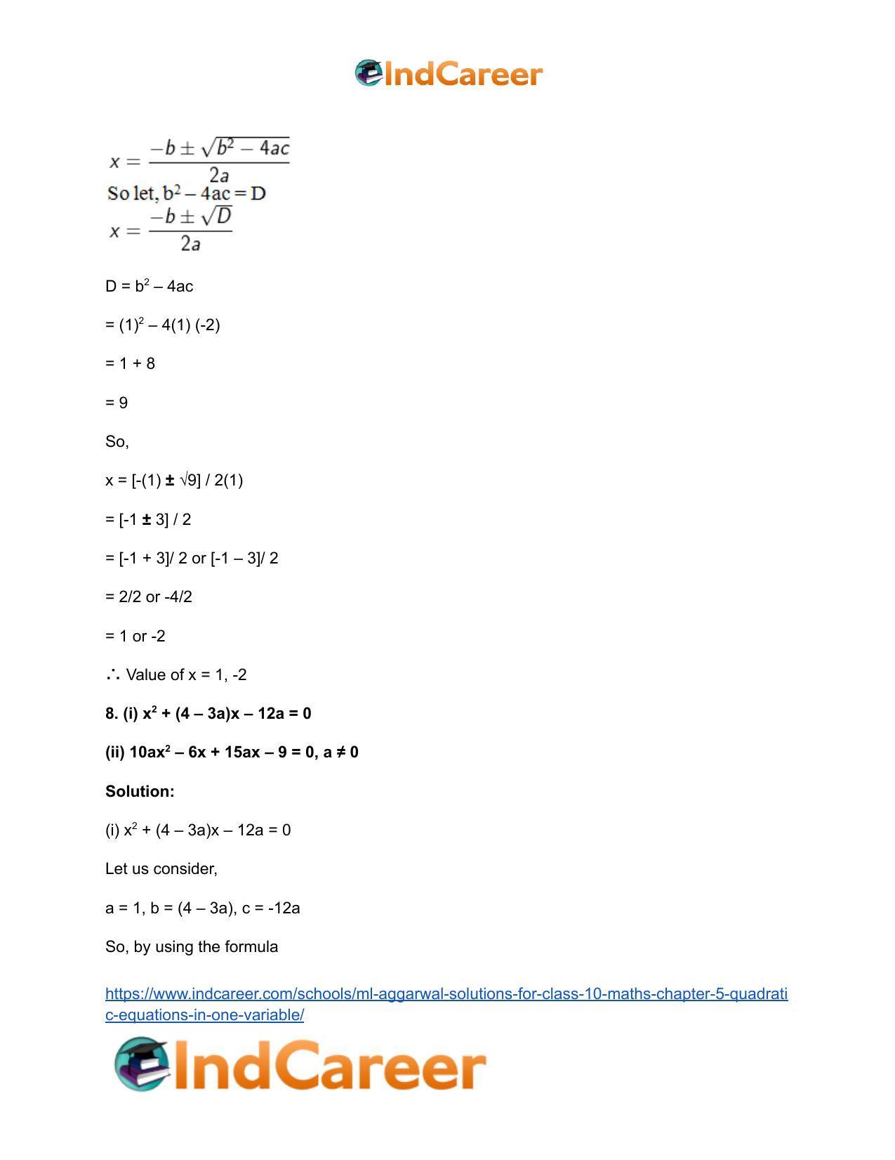 ML Aggarwal Solutions for Class 10 Maths Chapter 5- Quadratic Equations in One Variable - Page 119