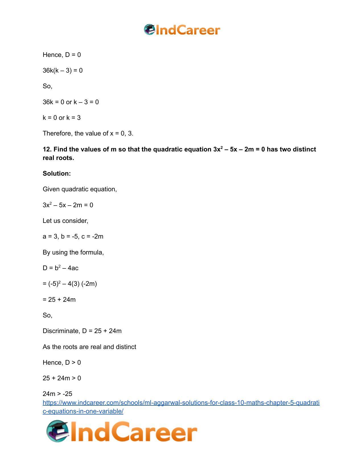 ML Aggarwal Solutions for Class 10 Maths Chapter 5- Quadratic Equations in One Variable - Page 127
