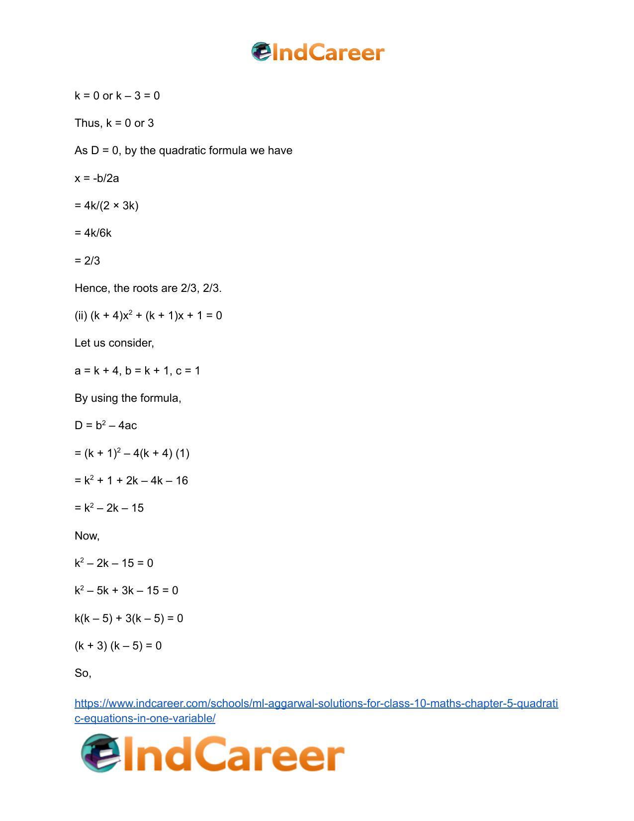 ML Aggarwal Solutions for Class 10 Maths Chapter 5- Quadratic Equations in One Variable - Page 129