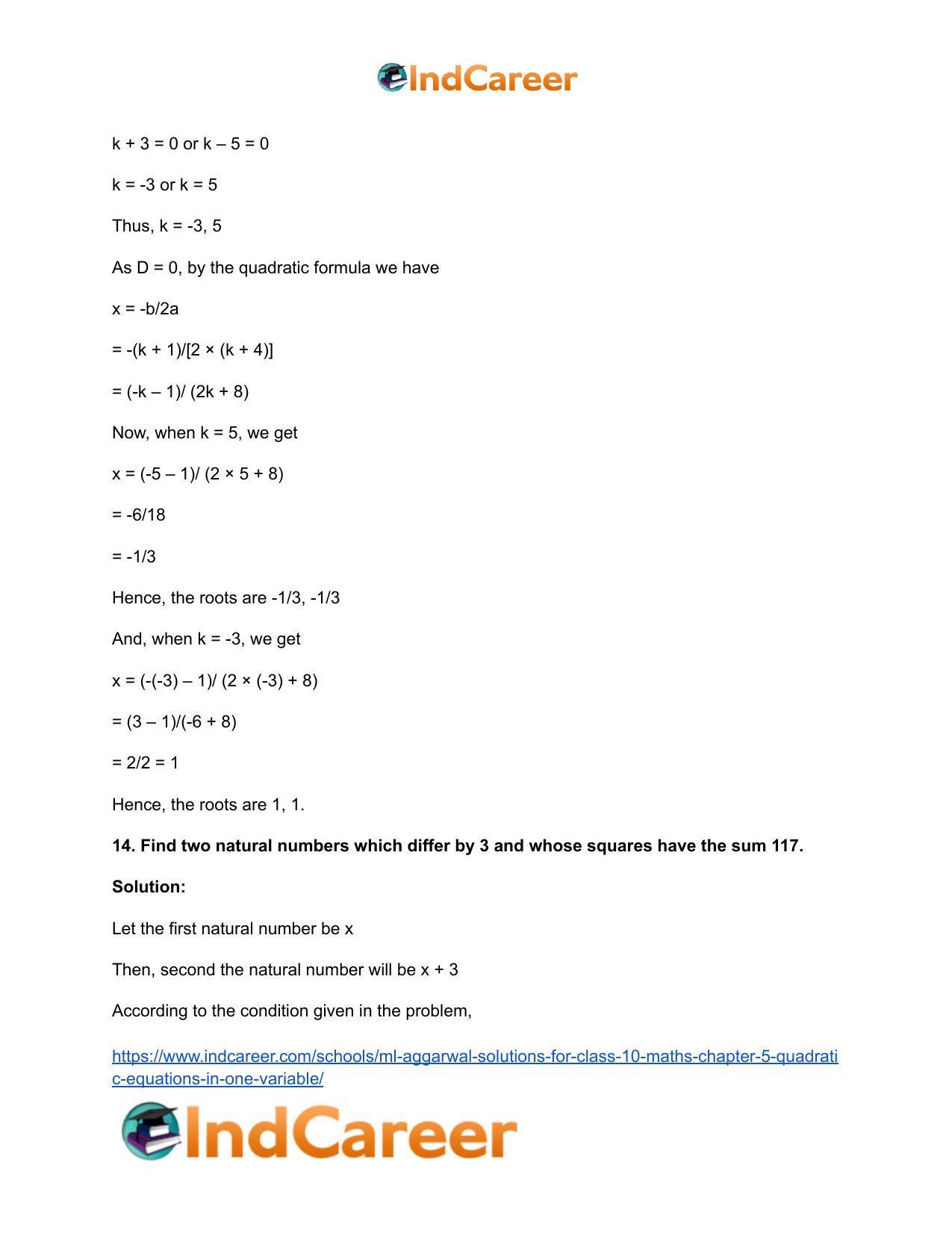 ML Aggarwal Solutions for Class 10 Maths Chapter 5- Quadratic Equations in One Variable - Page 130