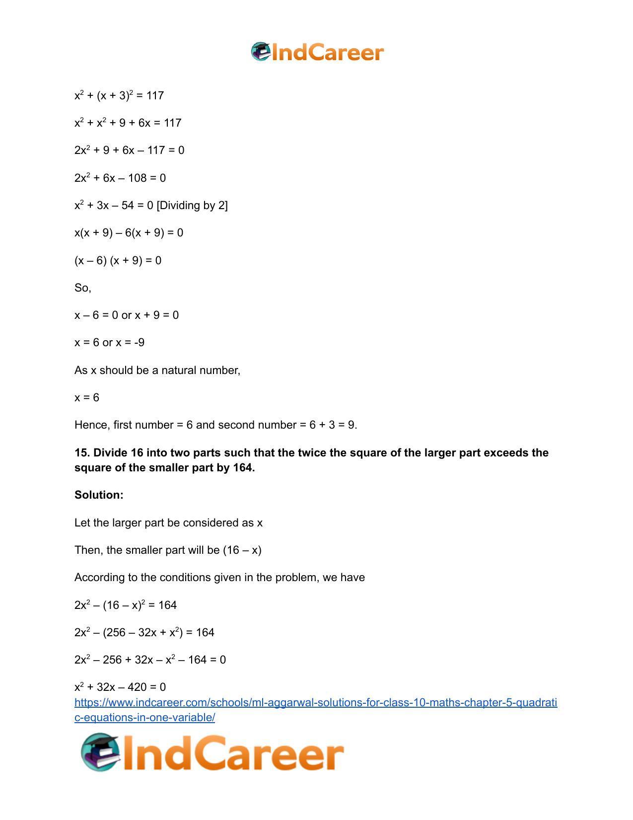 ML Aggarwal Solutions for Class 10 Maths Chapter 5- Quadratic Equations in One Variable - Page 131