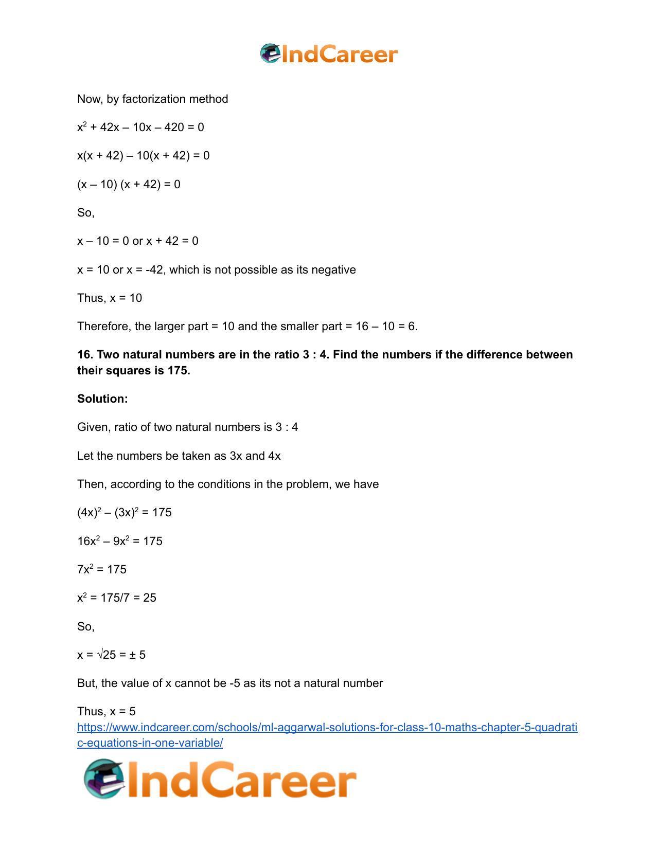 ML Aggarwal Solutions for Class 10 Maths Chapter 5- Quadratic Equations in One Variable - Page 132