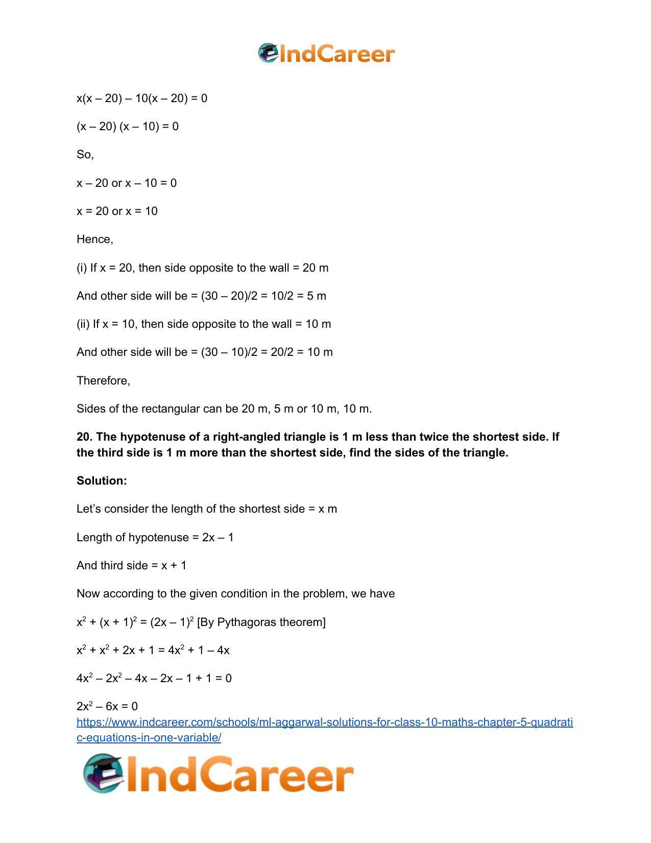 ML Aggarwal Solutions for Class 10 Maths Chapter 5- Quadratic Equations in One Variable - Page 136