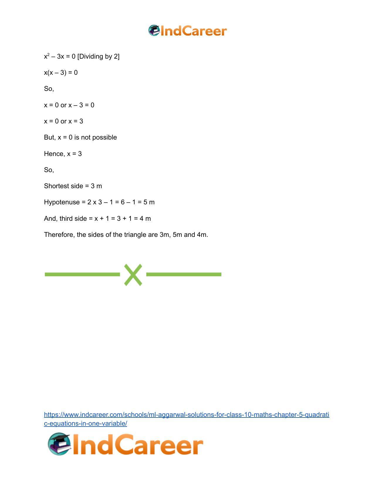 ML Aggarwal Solutions for Class 10 Maths Chapter 5- Quadratic Equations in One Variable - Page 137