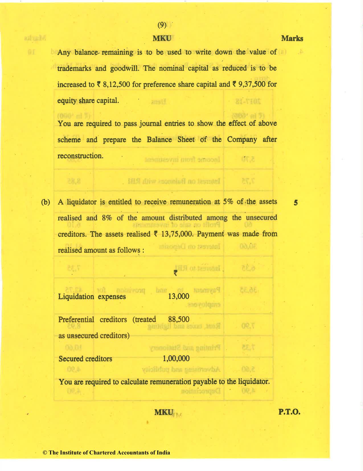 CA Inter Nov 2019 Question Paper - Paper 5 – Advanced Accounting - Page 9