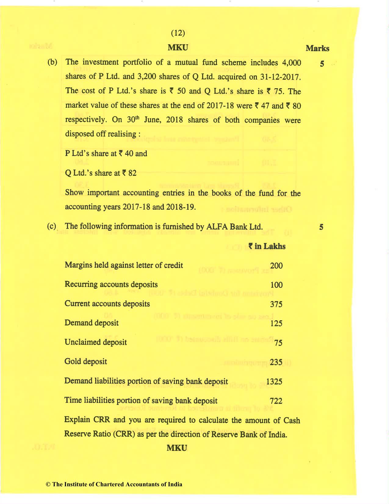 CA Inter Nov 2019 Question Paper - Paper 5 – Advanced Accounting - Page 12