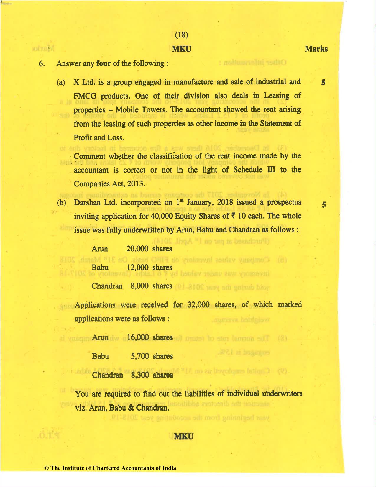 CA Inter Nov 2019 Question Paper - Paper 5 – Advanced Accounting - Page 18