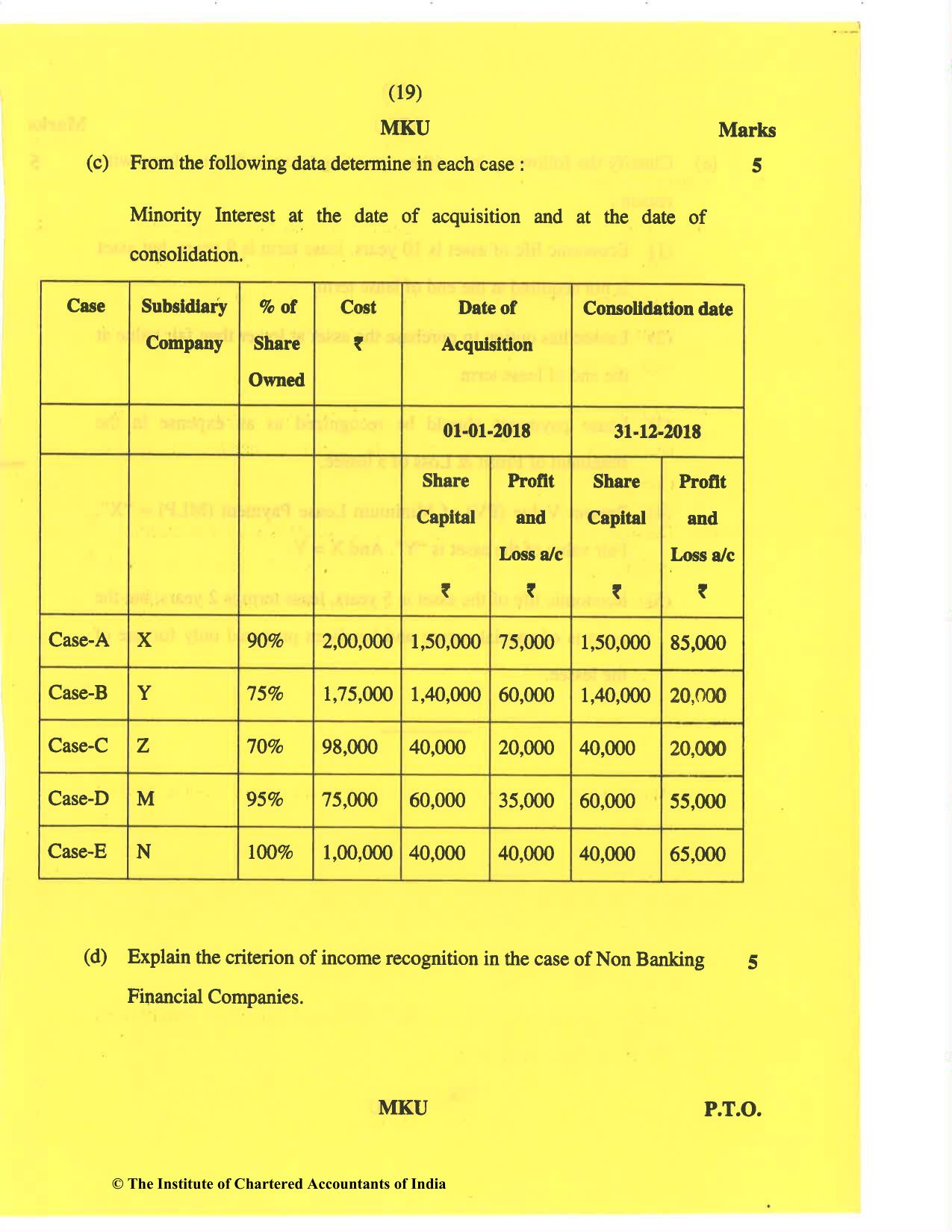 CA Inter Nov 2019 Question Paper - Paper 5 – Advanced Accounting - Page 19