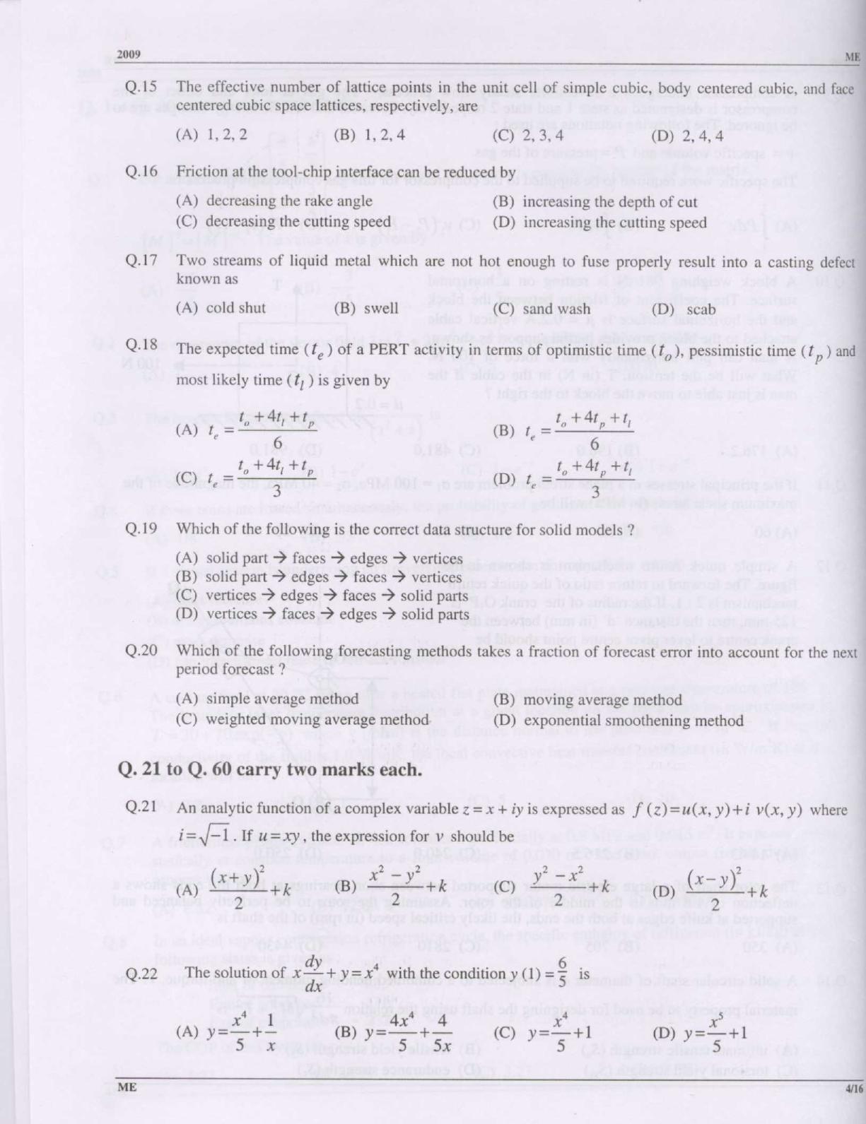 GATE 2009 Mechanical Engineering (ME) Question Paper with Answer Key - Page 4