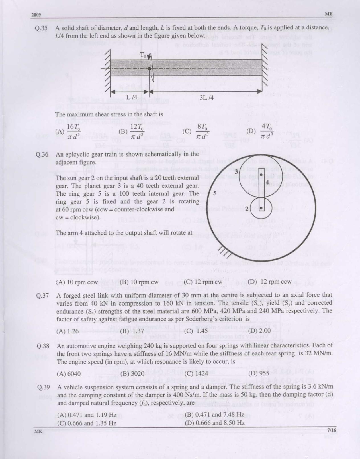 GATE 2009 Mechanical Engineering (ME) Question Paper with Answer Key - Page 7