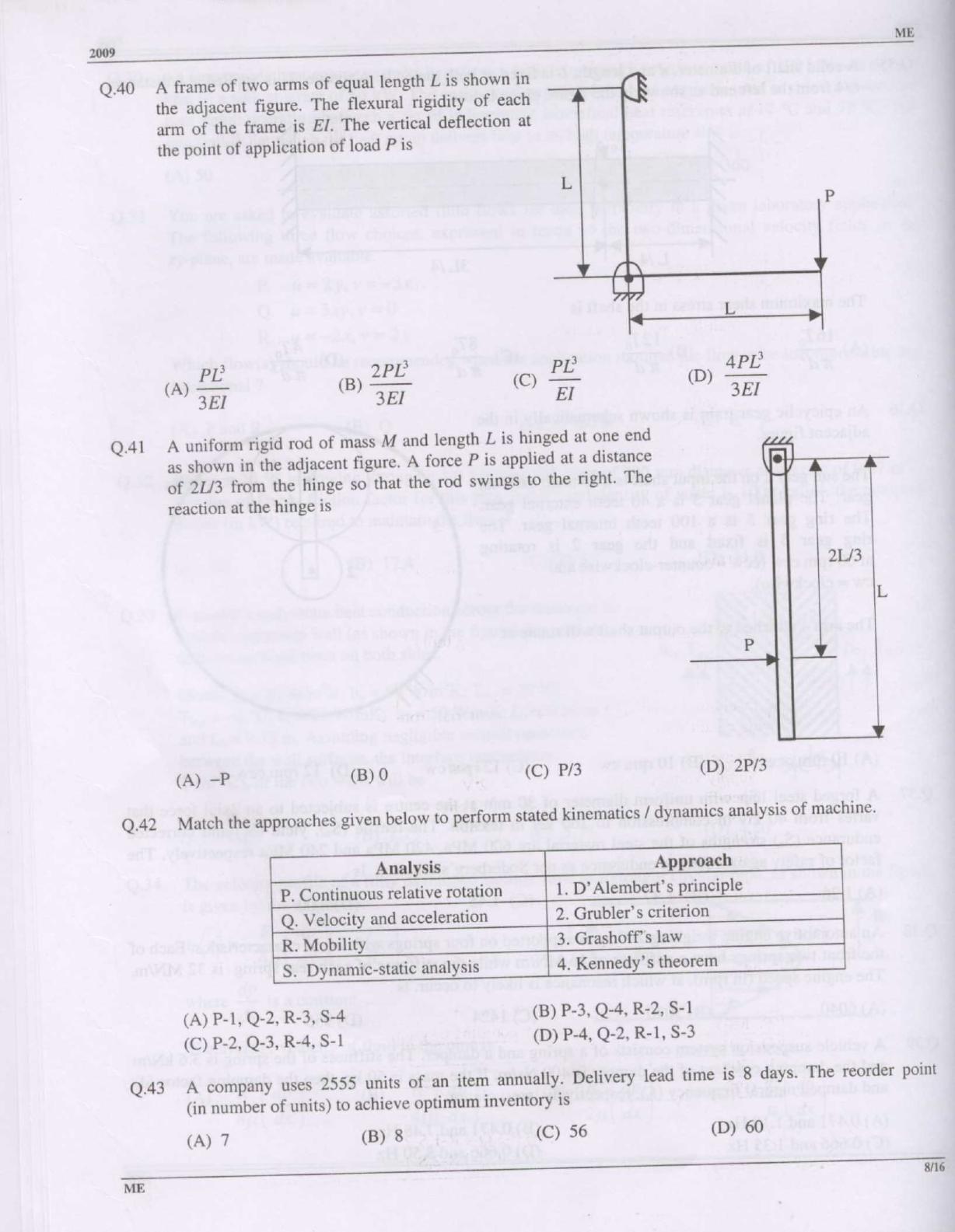 GATE 2009 Mechanical Engineering (ME) Question Paper with Answer Key - Page 8