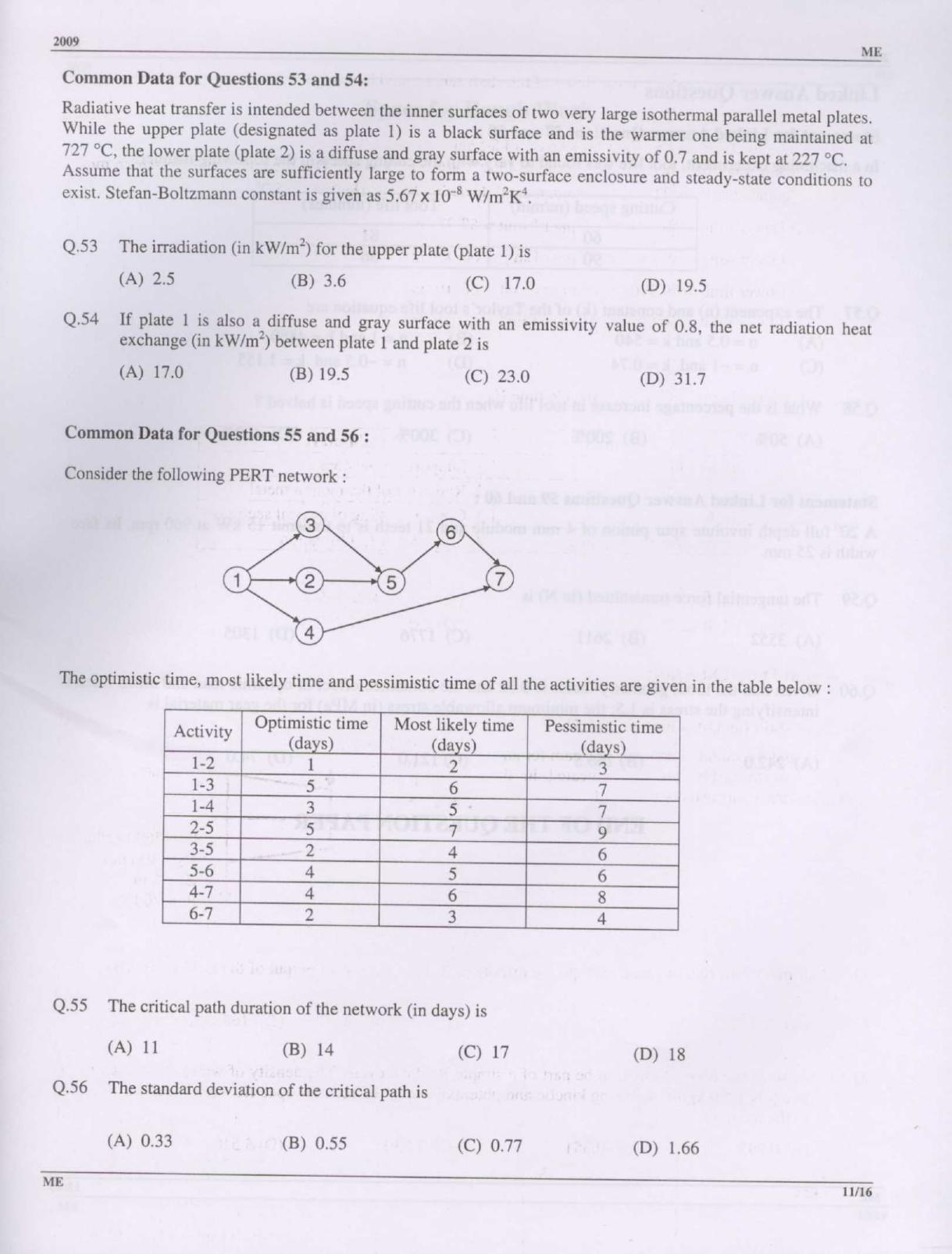 GATE 2009 Mechanical Engineering (ME) Question Paper with Answer Key - Page 11