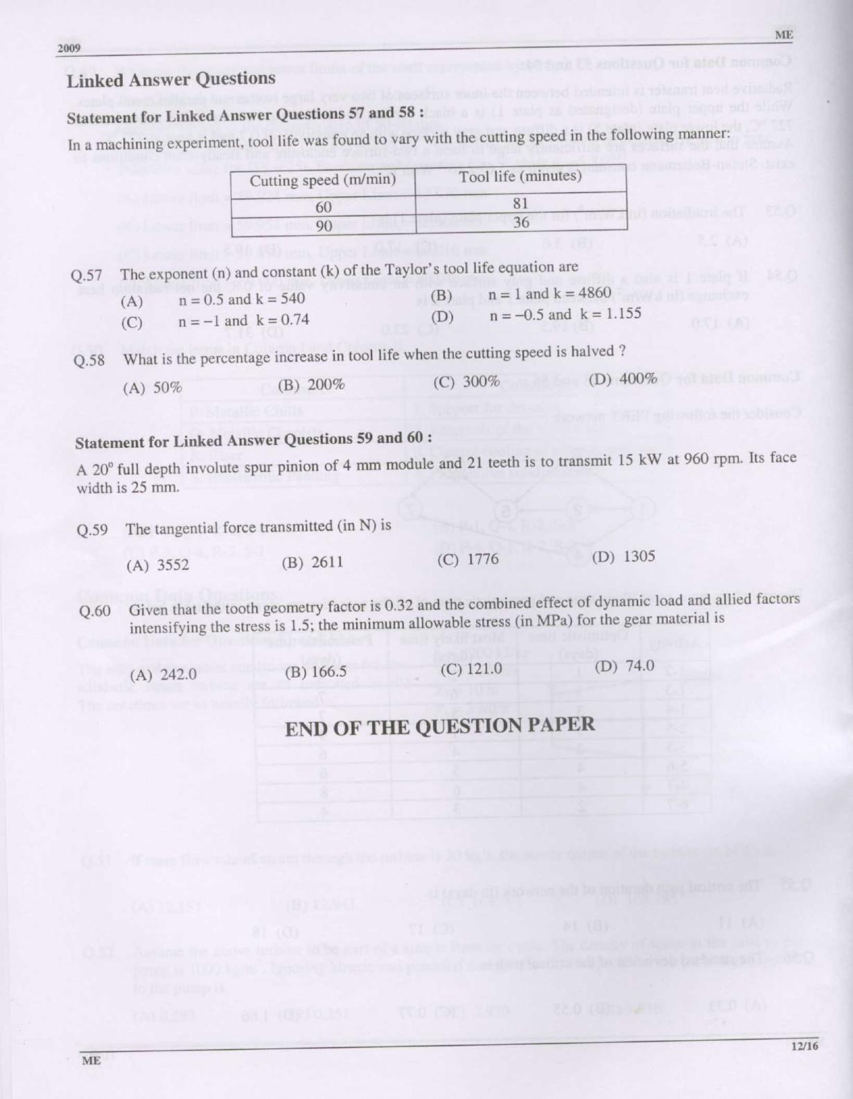 GATE 2009 Mechanical Engineering (ME) Question Paper with Answer Key - Page 12