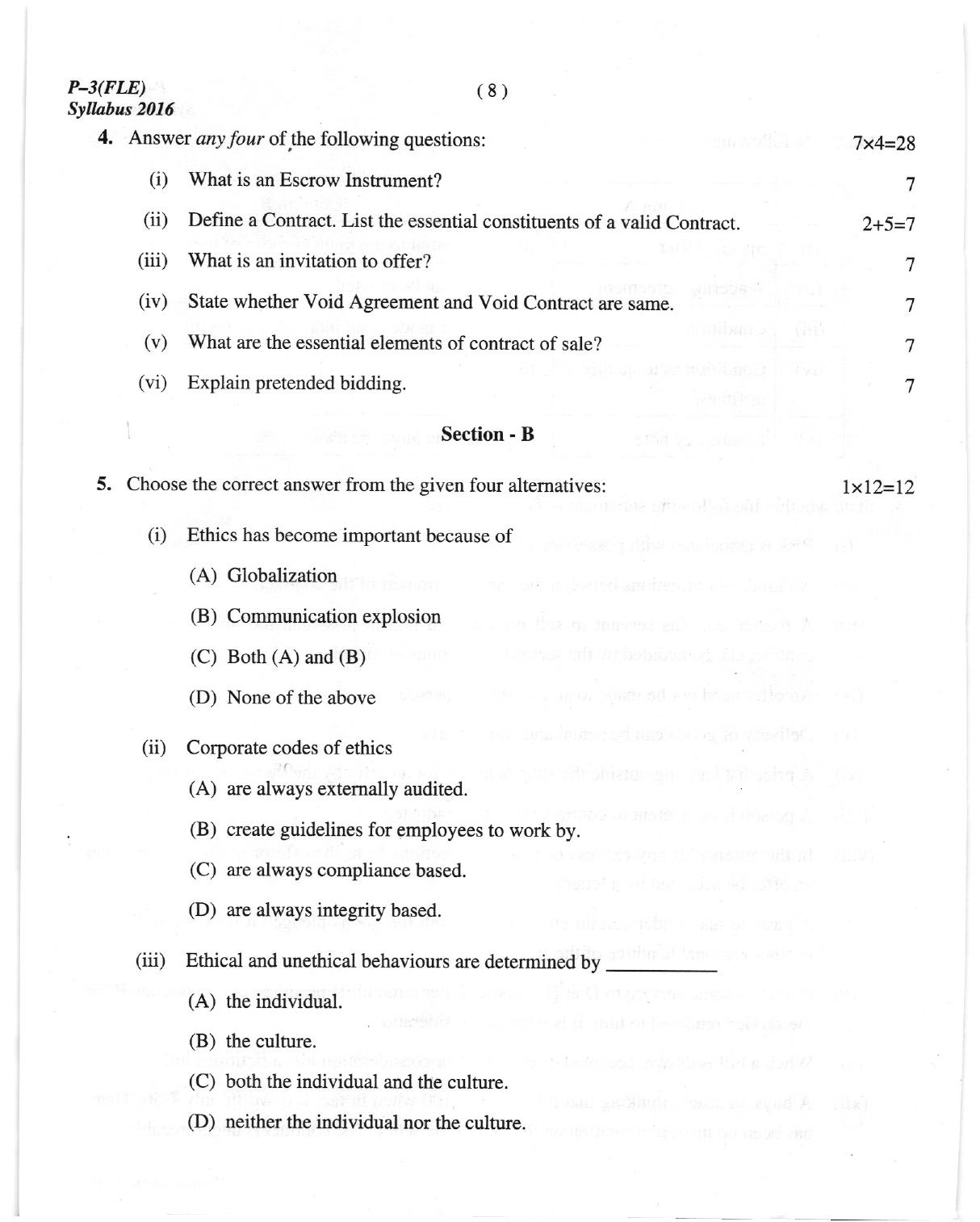 ICMAI Dec.2018 Fundamentals of Laws and Ethics Question Paper - Page 8