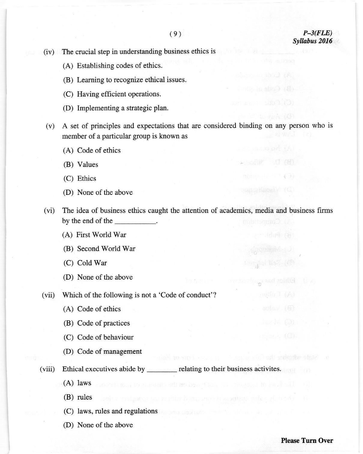 ICMAI Dec.2018 Fundamentals of Laws and Ethics Question Paper - Page 9