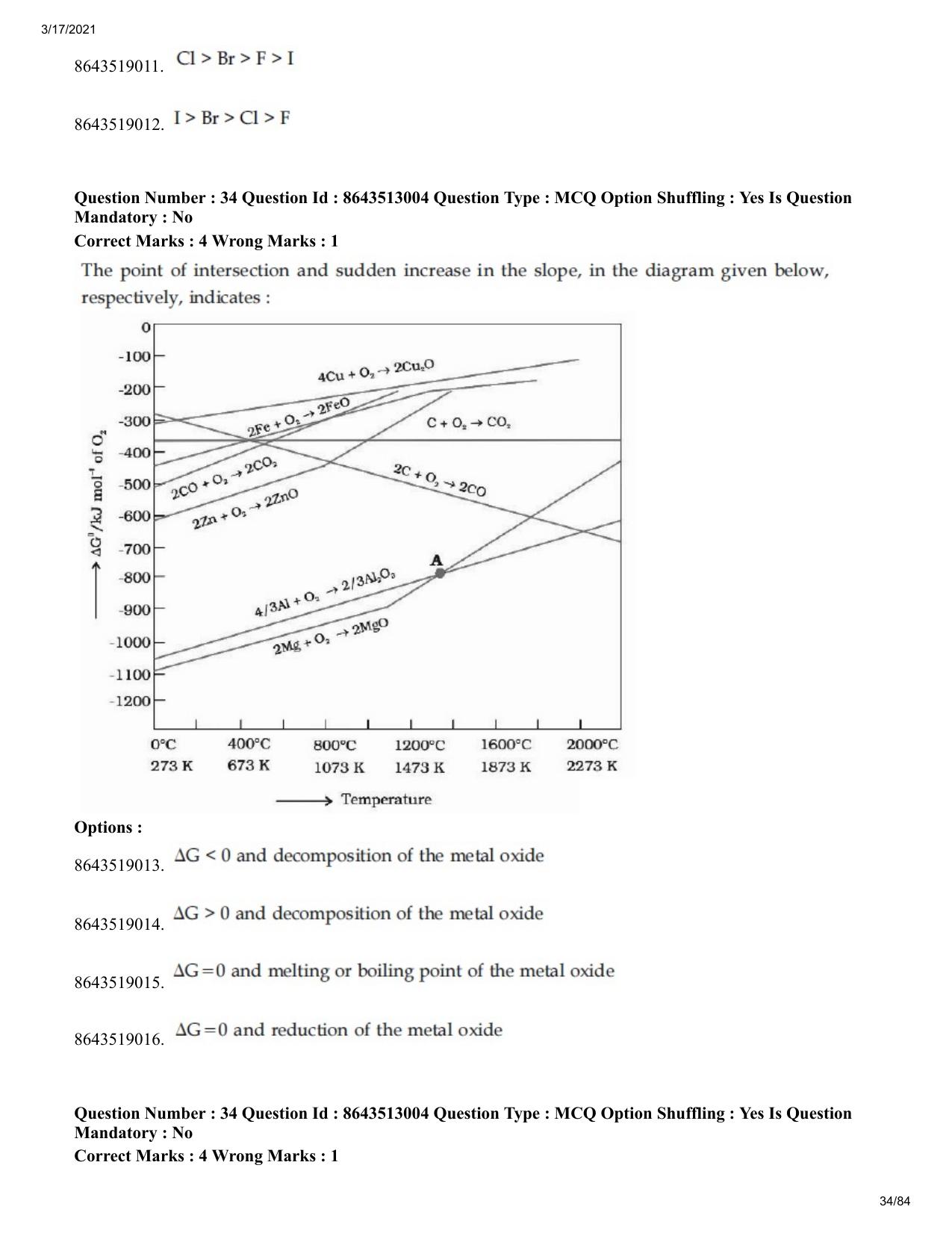 JEE Mains 2021: BTech ET (Shift 1) 17-03-2021 Question Paper - Page 34