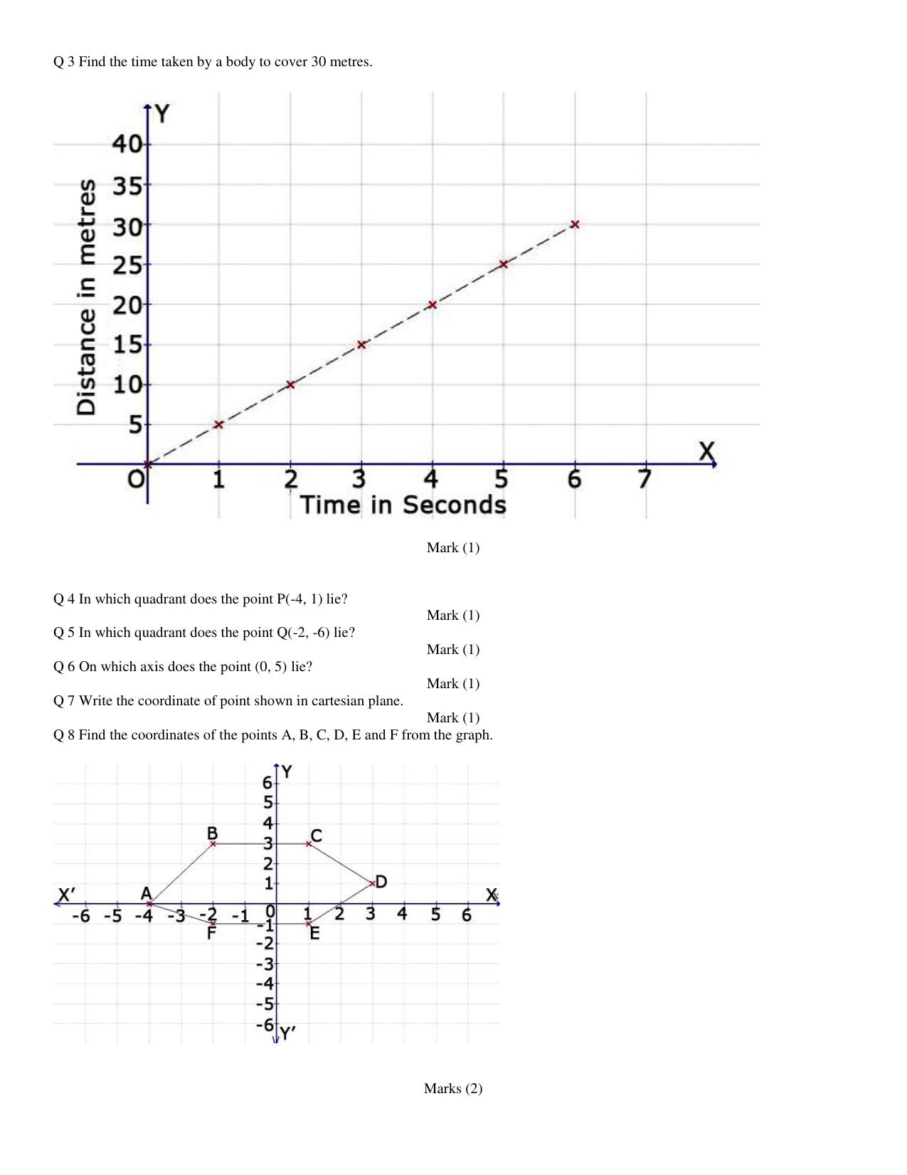 CBSE Worksheets for Class 8 Mathematics Introduction to Graphs Assignment 1 - Page 2