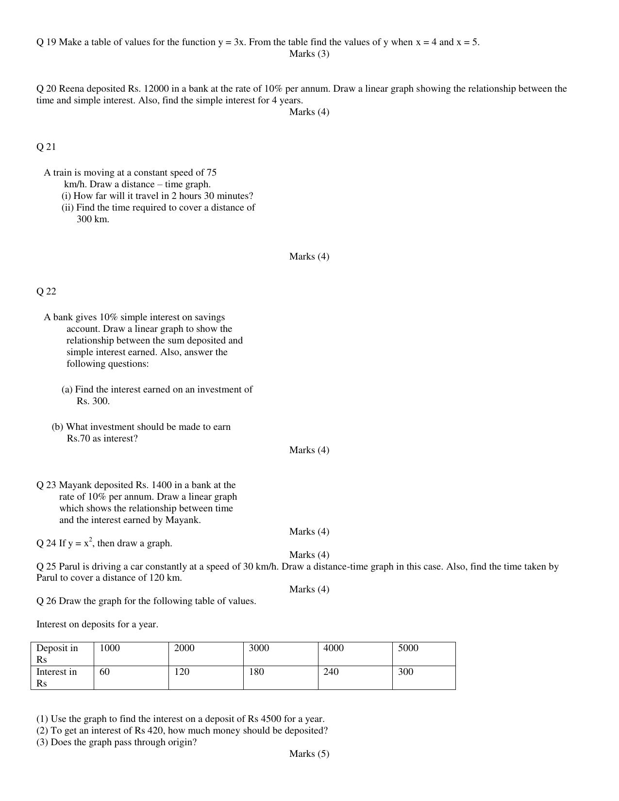 CBSE Worksheets for Class 8 Mathematics Introduction to Graphs Assignment 1 - Page 6