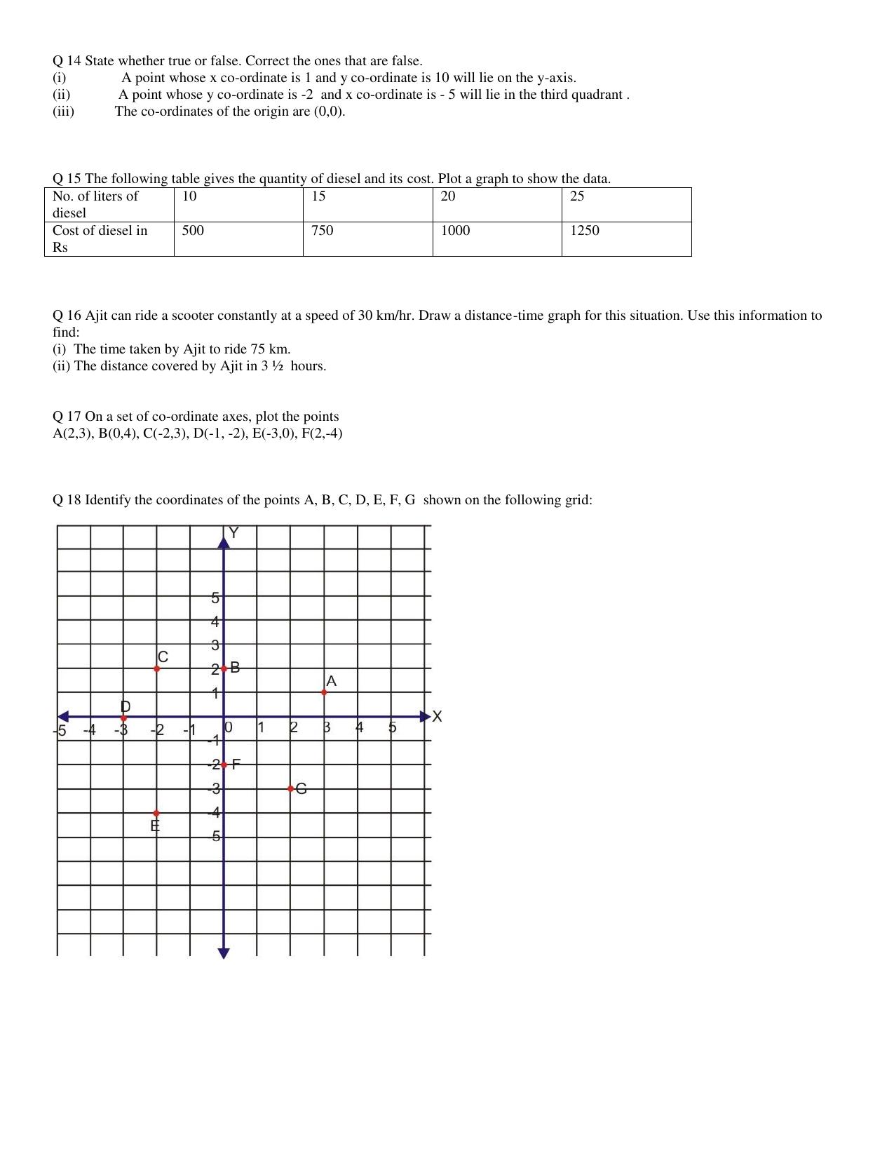 CBSE Worksheets for Class 8 Mathematics Introduction to Graphs Assignment 1 - Page 9