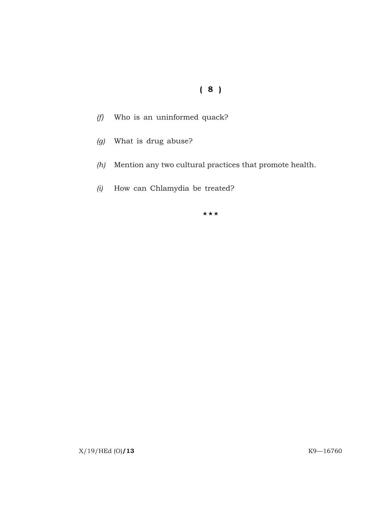 Meghalaya Board (MBOSE) Class 10 HEALTH EDUCATION 2019 Question Paper - Page 8