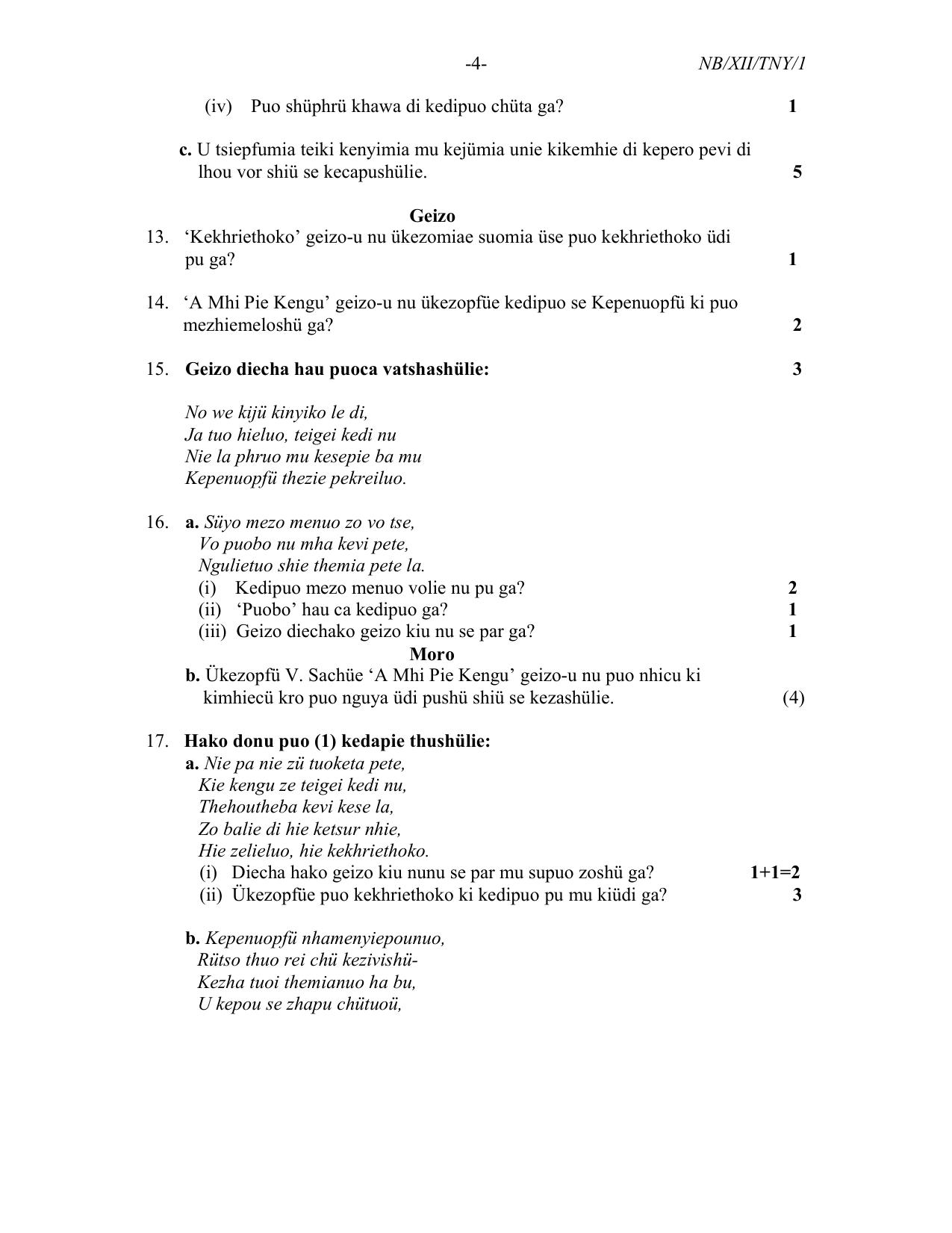 Nagaland Board Class 12 Tenyidie 2022 Question Paper - Page 4