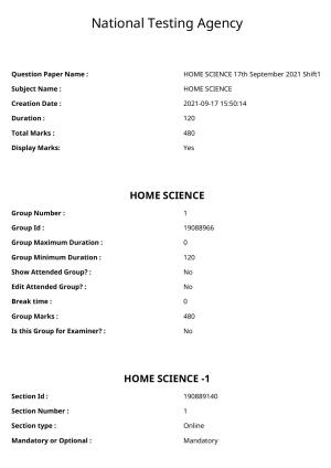 ICAR AIEEA PG 2021 HOME SCIENCE Question Paper