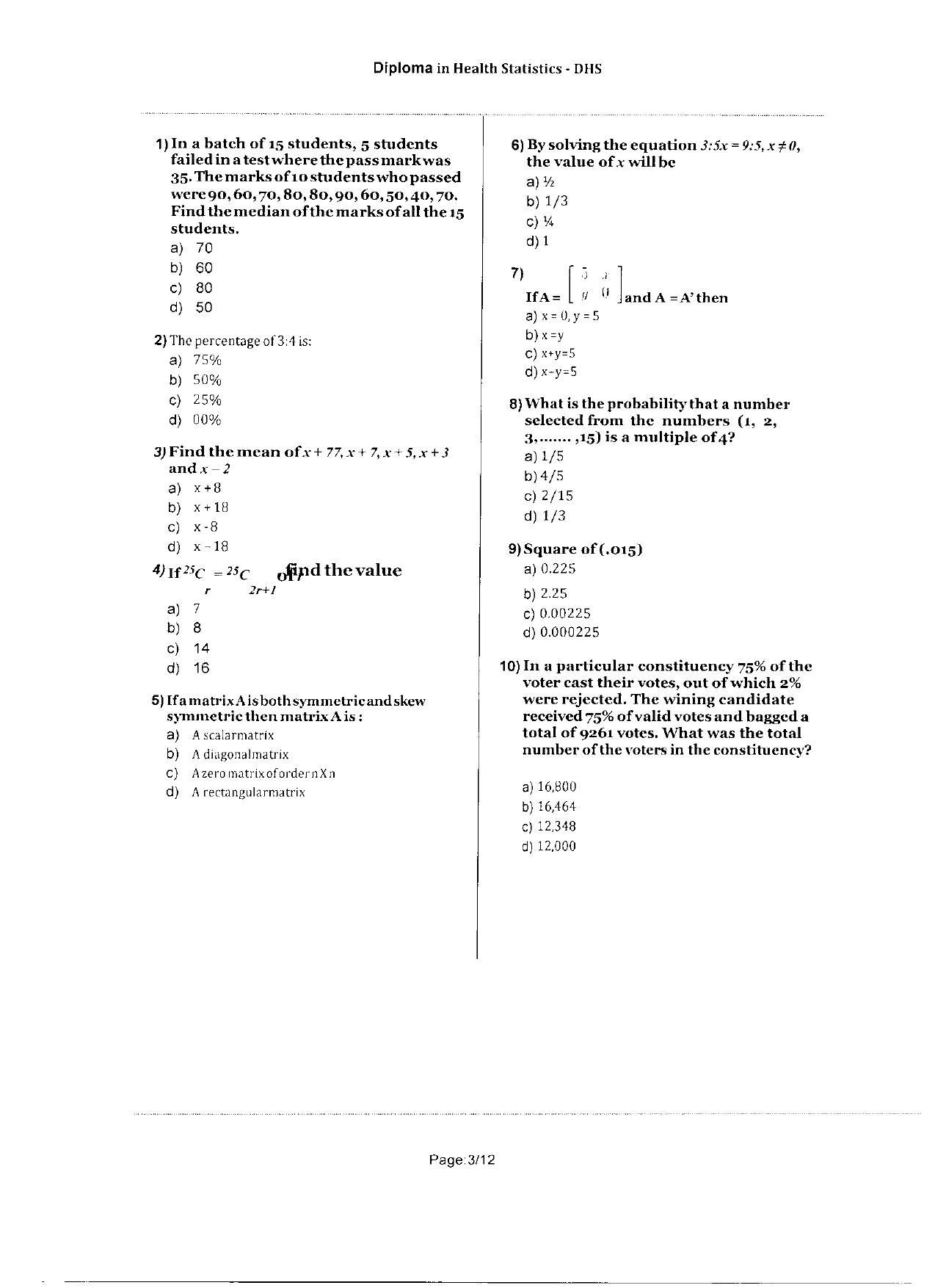WBJEEB JEMAS (PG) 2020 DHS Question Paper - Page 3