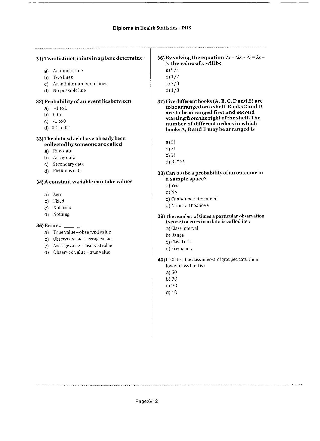 WBJEEB JEMAS (PG) 2020 DHS Question Paper - Page 6