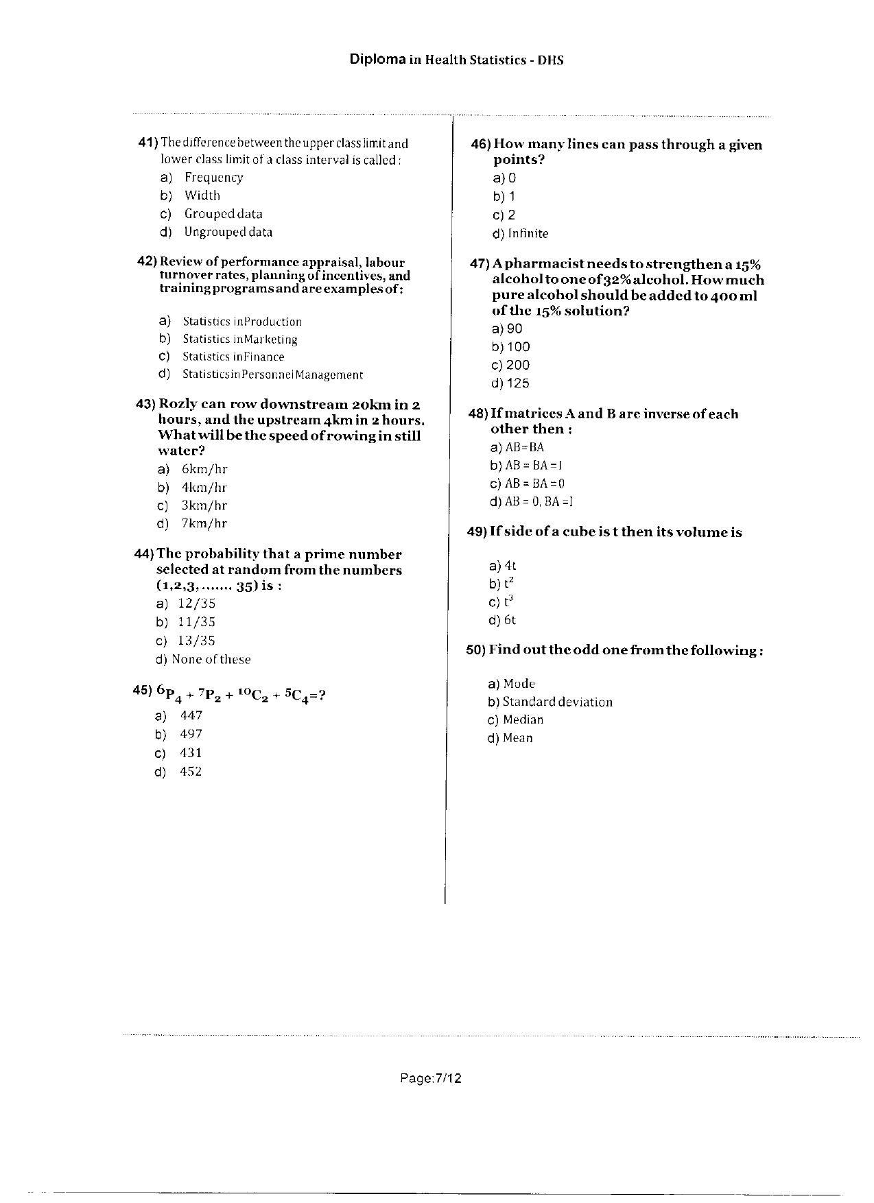 WBJEEB JEMAS (PG) 2020 DHS Question Paper - Page 7