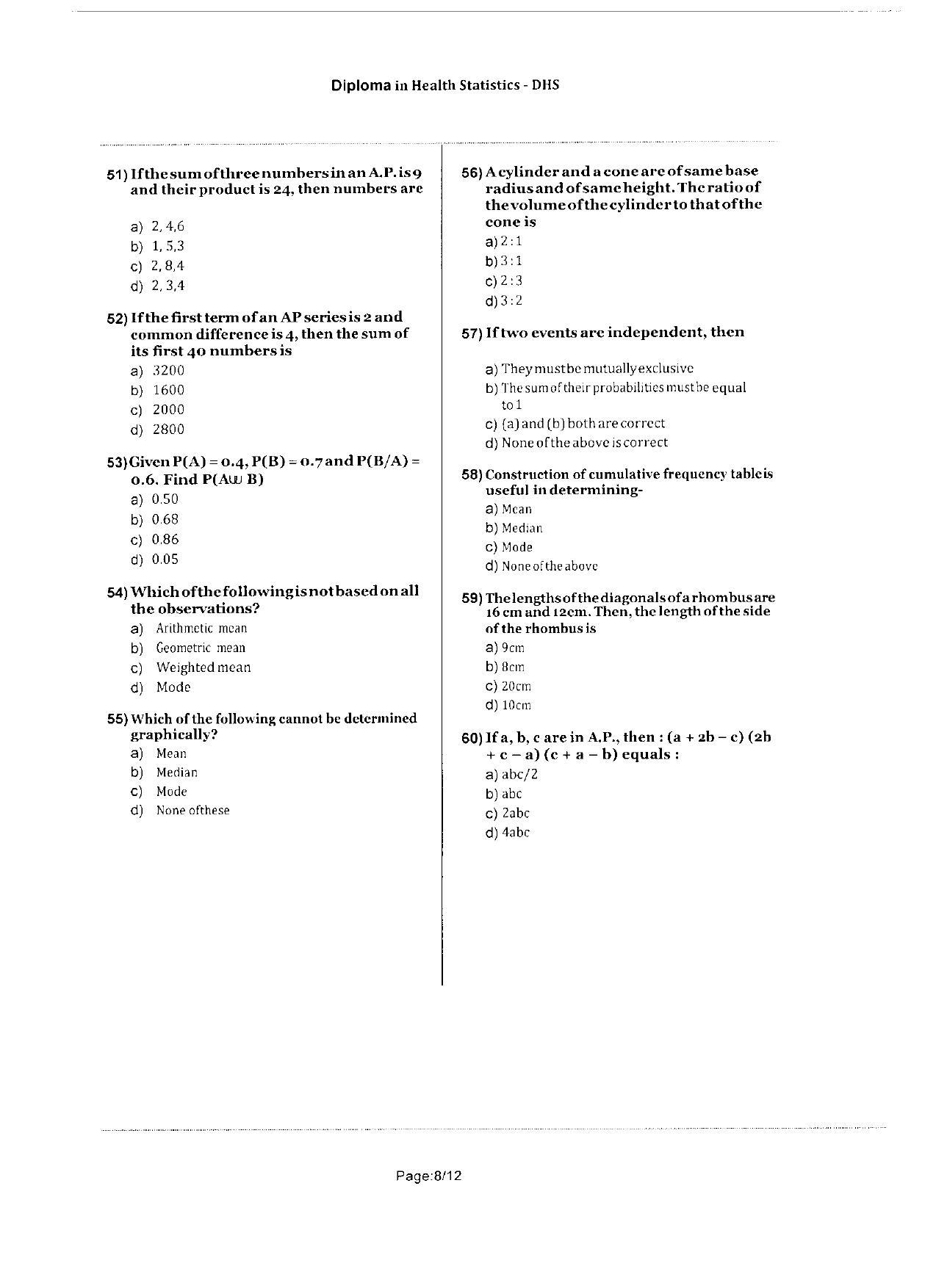 WBJEEB JEMAS (PG) 2020 DHS Question Paper - Page 8