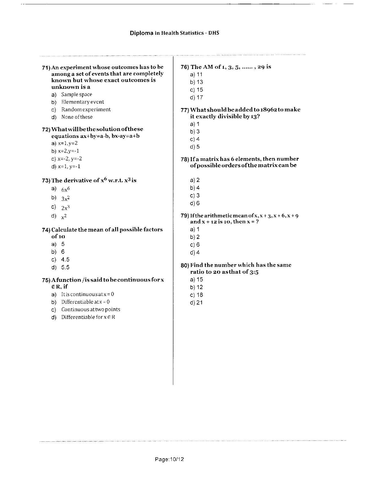 WBJEEB JEMAS (PG) 2020 DHS Question Paper - Page 10