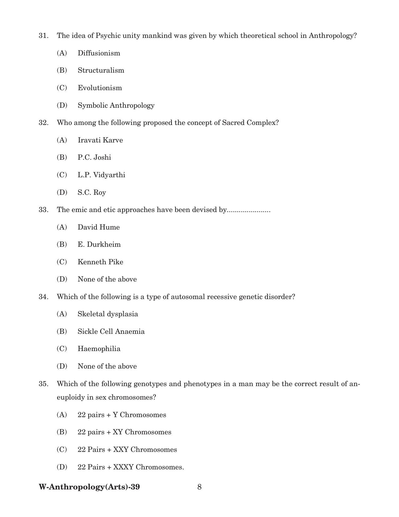 Odisha CPET 2022 ANTHROPOLOGY(ARTS) Question Paper - Page 8