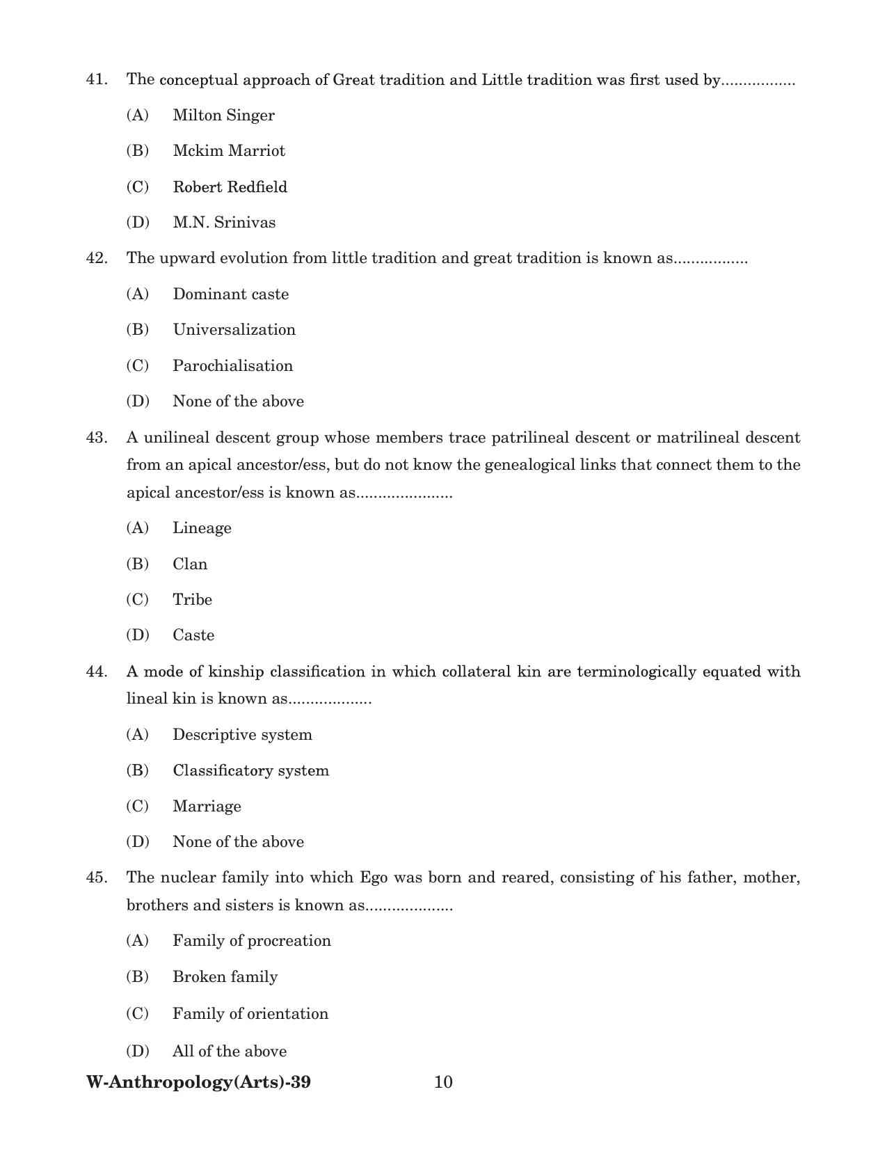 Odisha CPET 2022 ANTHROPOLOGY(ARTS) Question Paper - Page 10