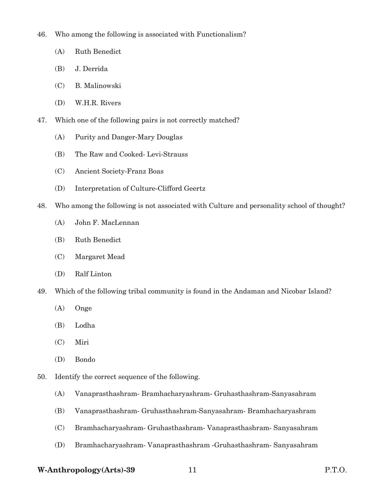 Odisha CPET 2022 ANTHROPOLOGY(ARTS) Question Paper - Page 11