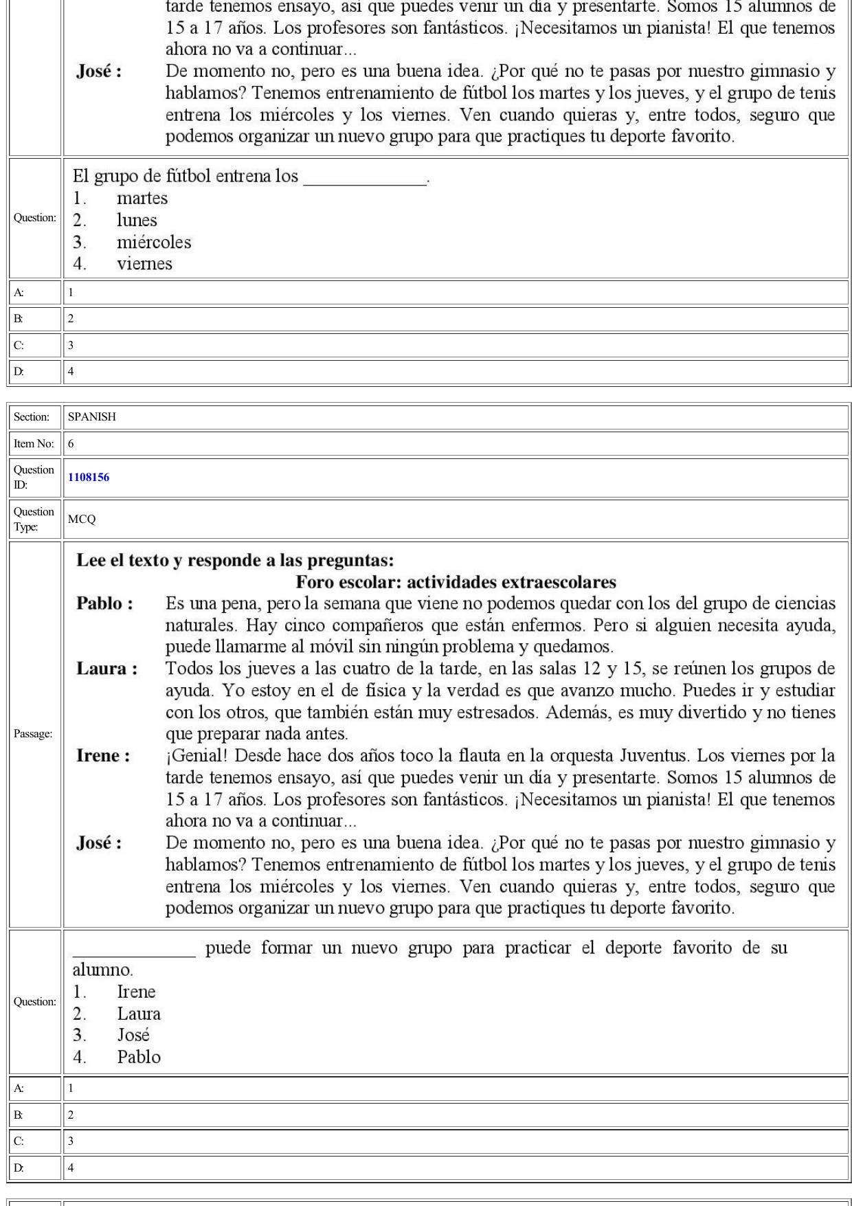 CUET 2022 Question Paper of Spanish - Page 4