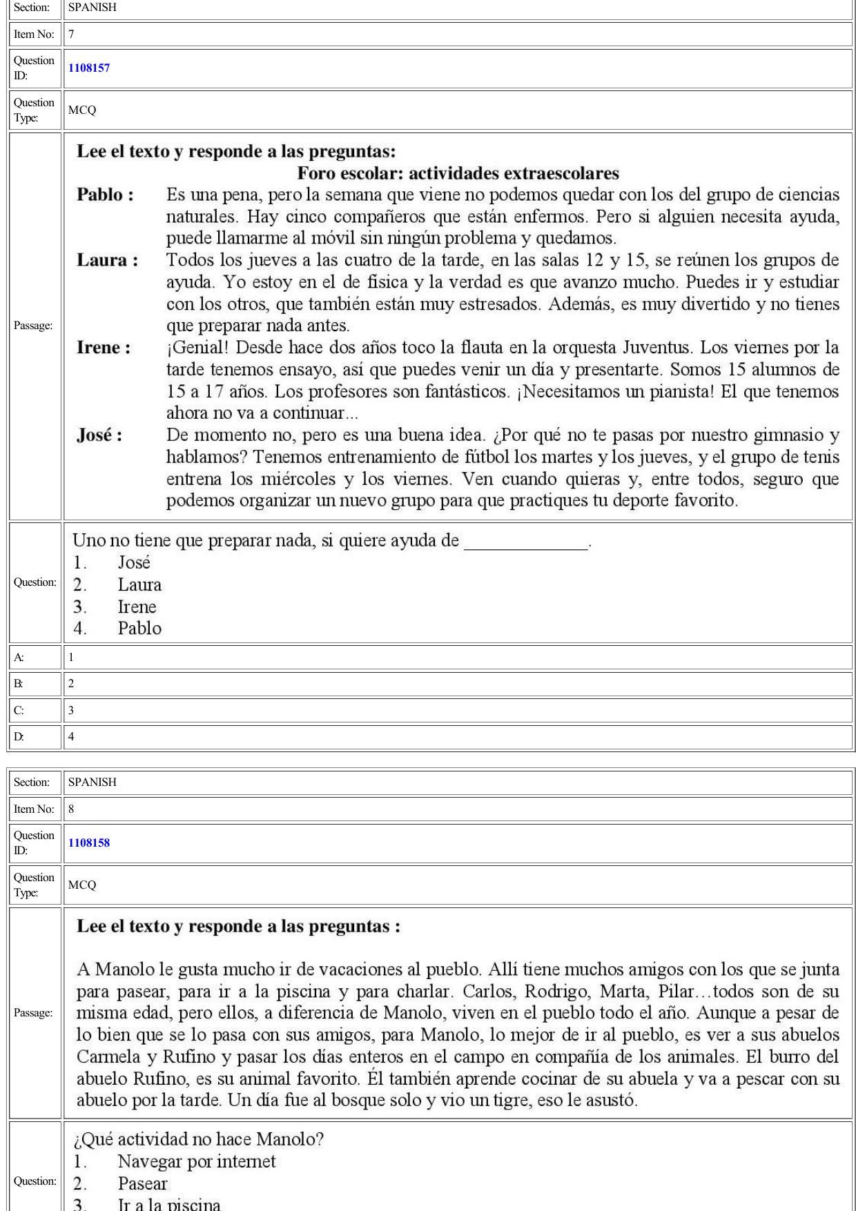 CUET 2022 Question Paper of Spanish - Page 5