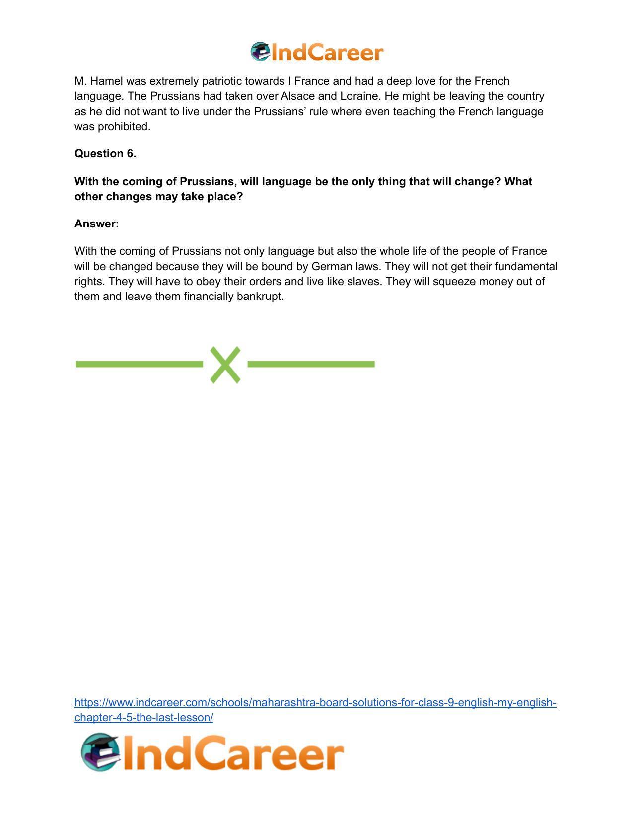 Maharashtra Board Solutions for Class 9- English (My English): Chapter 4.5- The Last Lesson - Page 26